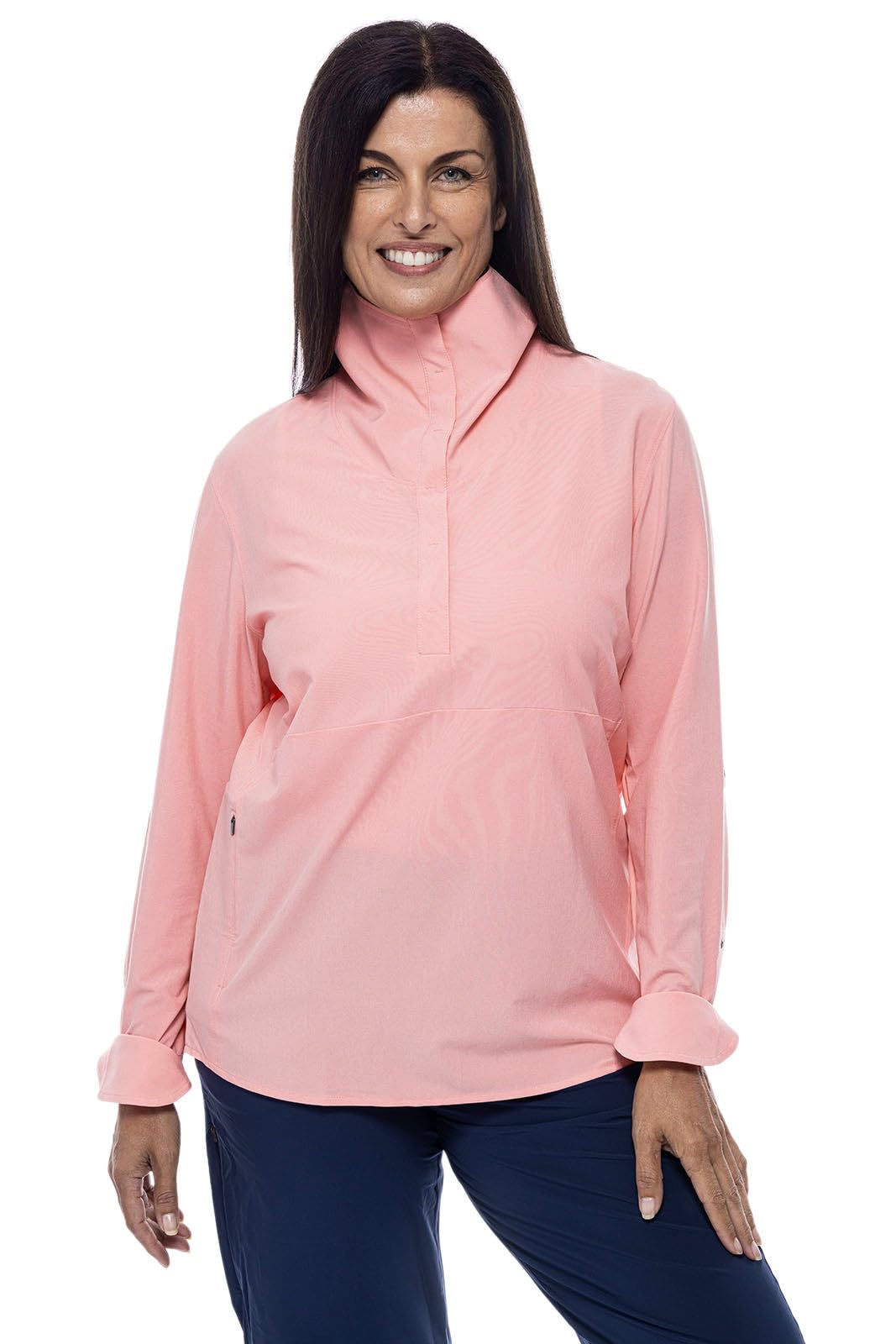 Coolibar UPF 50+ Women's Sun Protective Catona Funnel Neck Tunic Top - Lightweight UV Protection Shirt for Outdoor Activities, Beach & Travel