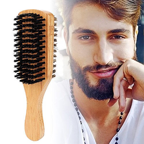 Premium Semme Beard Brush for Men - Double-Sided Wooden Facial Hair & Mustache Brush with Massage Bristles - Perfect for Grooming, Styling & Shaving Prep - Ideal for Home, Travel & Salon Use