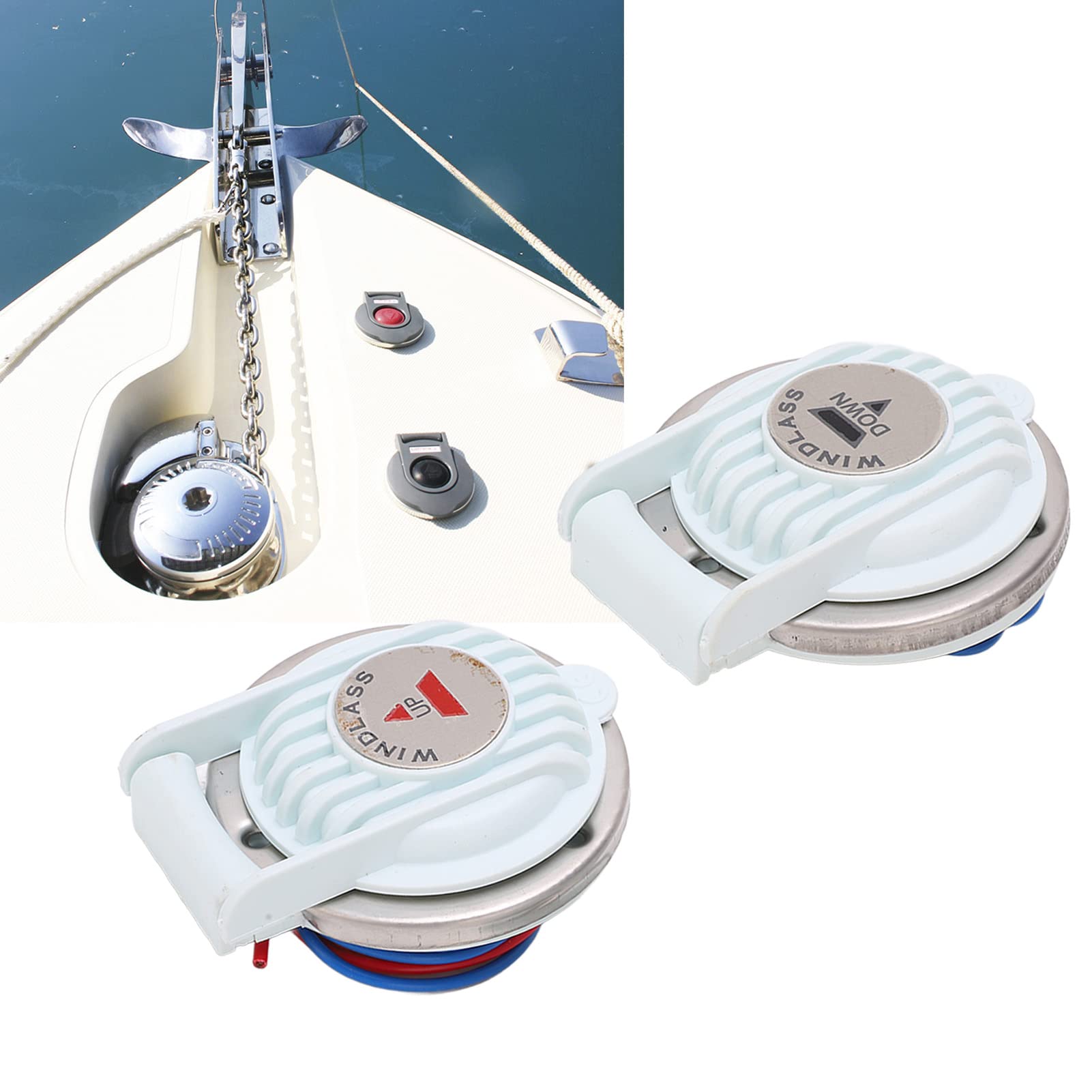 KIMISS 2PCS Marine Anchor Deck Foot Switch - Waterproof Up/Down Boat Foot Pedal Control for Anchor Winch | Ideal for Boating, Fishing & Water Sports