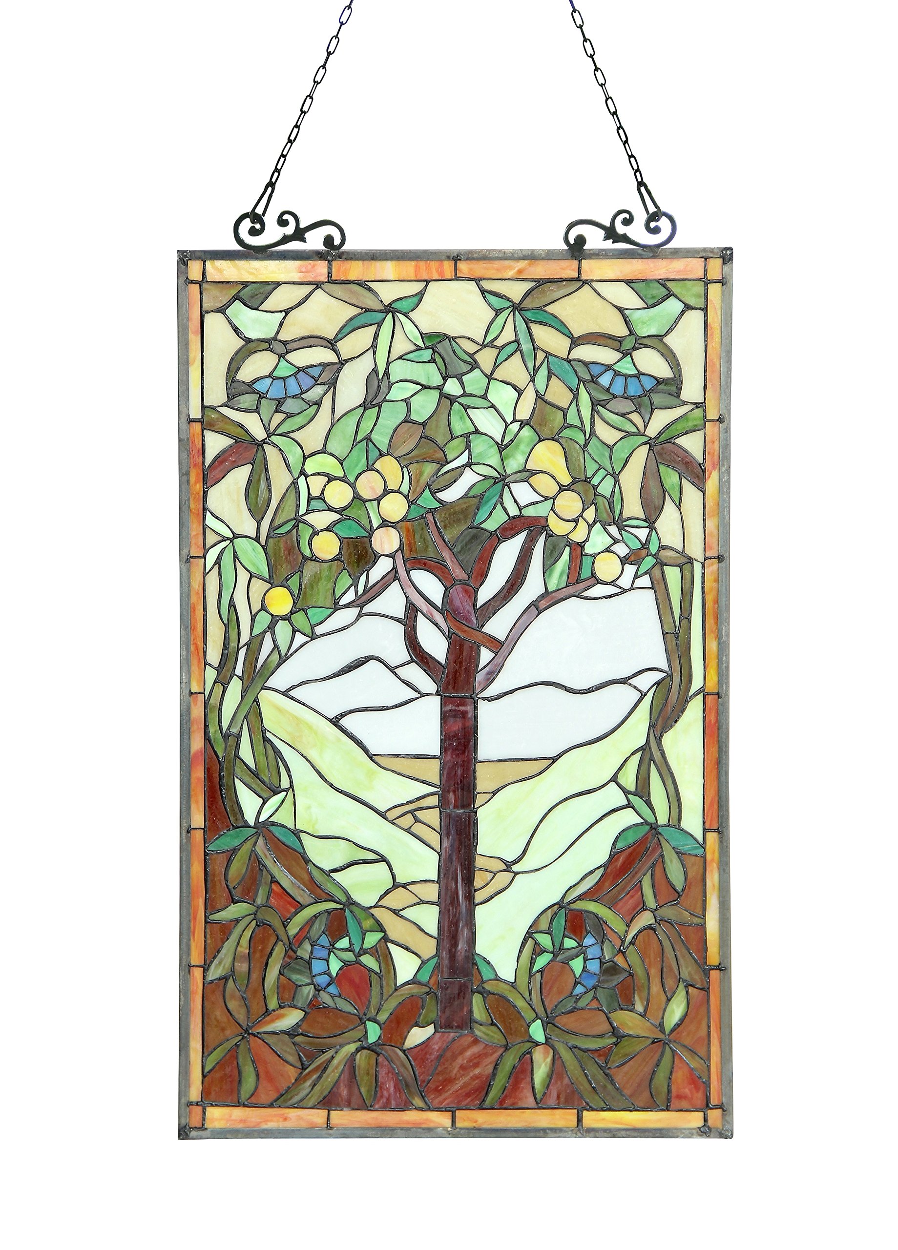 Tiffany Glass Fruits of Life Stained Glass Window Panel 20x32 Inch - Perfect for Church, Home Decor & Gift Giving
