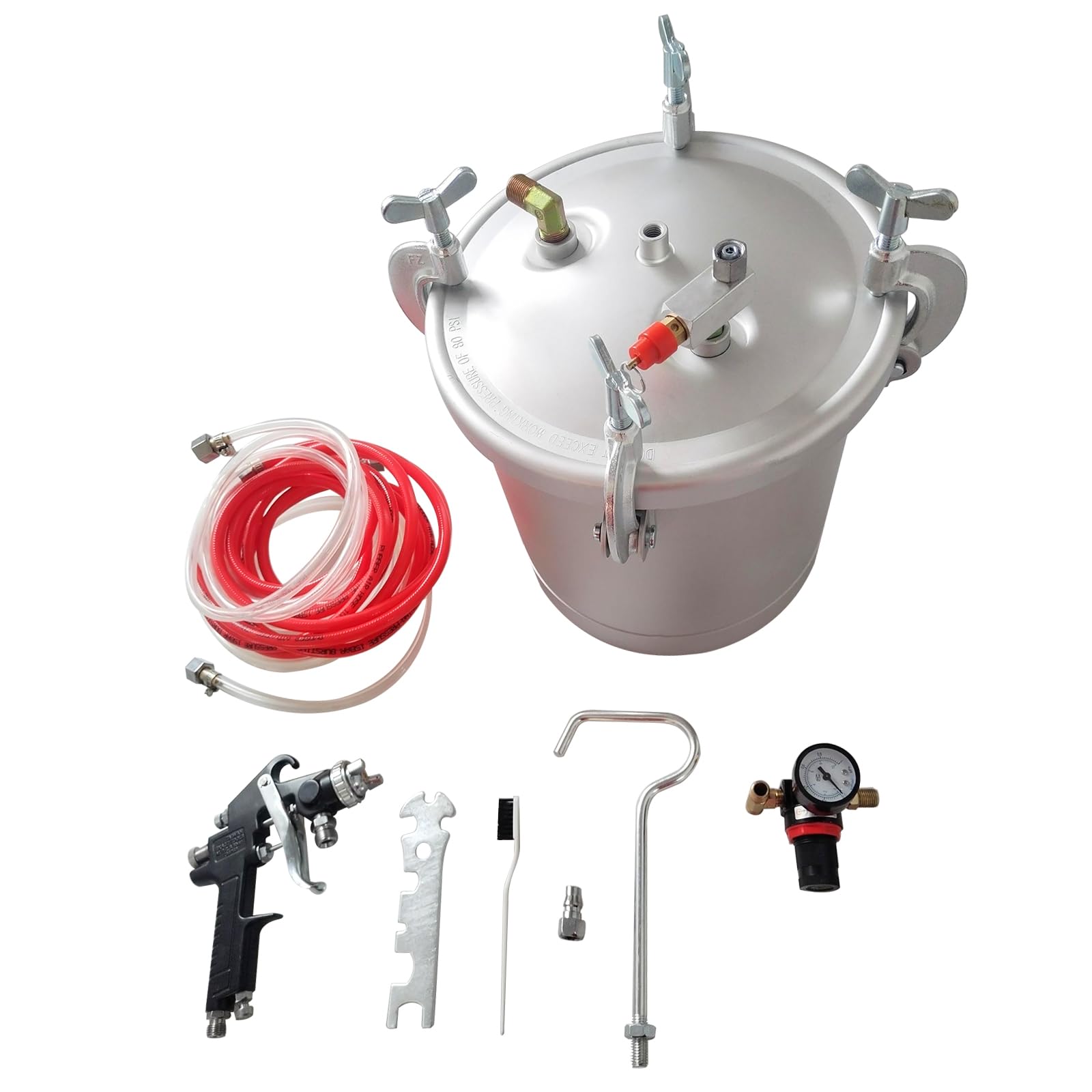 YaeTek 2.5 Gallon (10L) High Pressure Air Paint Spray Gun Kit with 2.5 Gallon Pressure Tank, Spray Gun & 13-Feet Dual Hose - Professional Industrial Painting Equipment for Automotive, Furniture & Home DIY Projects