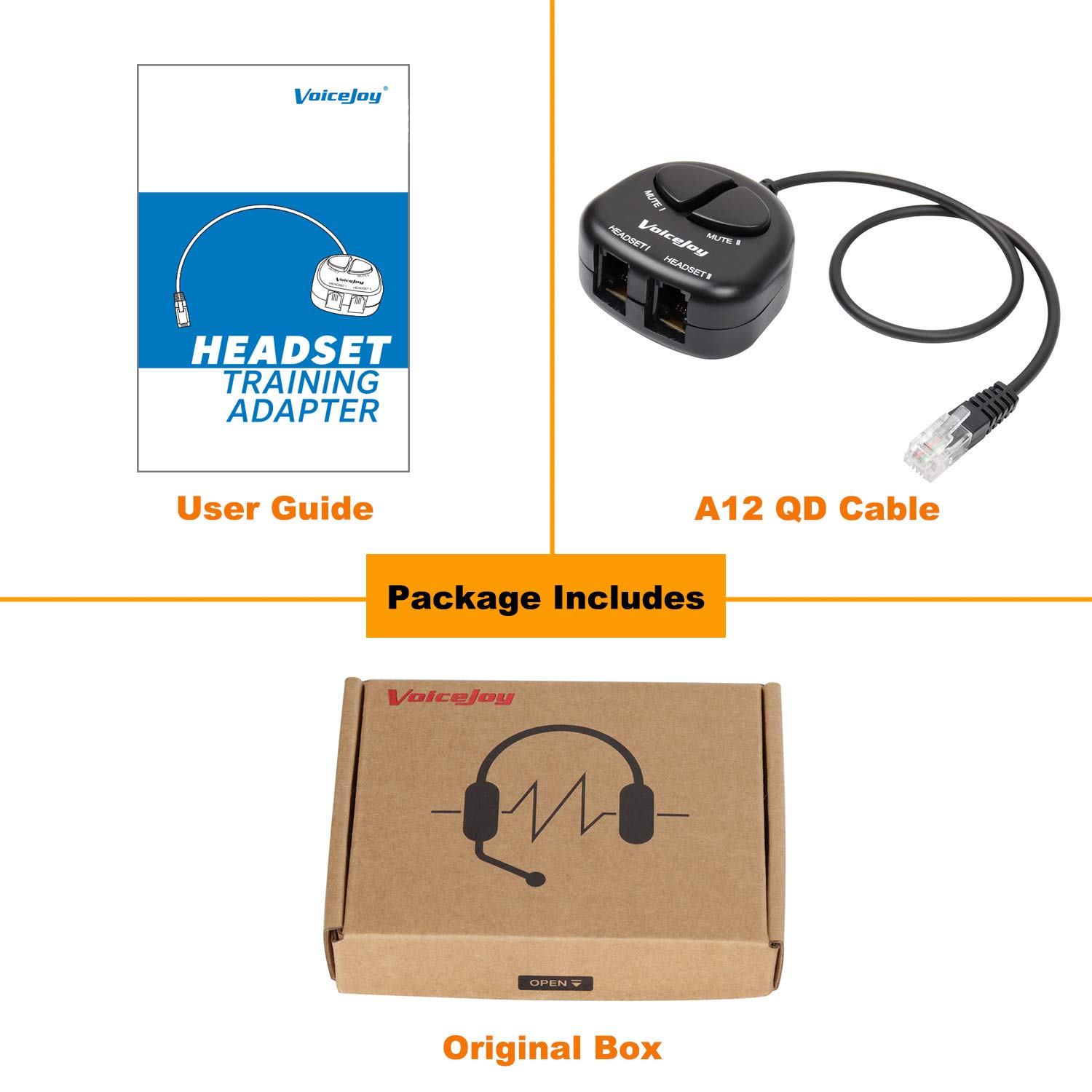 4P4C RJ9 Splitter Training Adapter with Two Mute Buttons - Y Splitter for Nortel Meridian, Norstar, Avaya, Ashtra, Mitel, Polycom & GE Phones - Perfect for Call Center Training & Headset Connectivity