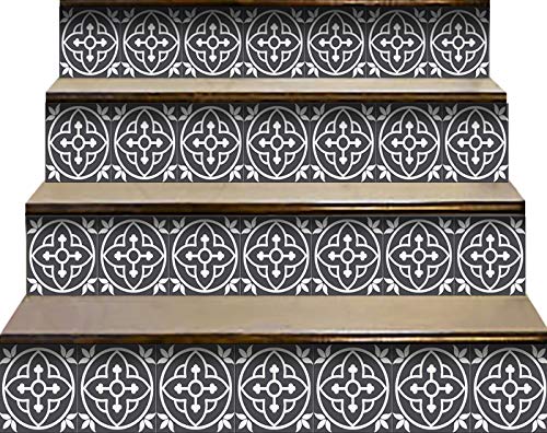 Mi Alma Gray and White Peel and Stick Tile Stickers - 24 PC Set of 8x8 Inch Vinyl Wall Decals for Kitchen Backsplash & Bathroom Decor (Floral Design) | Easy DIY Home Improvement for Renters & Homeowners