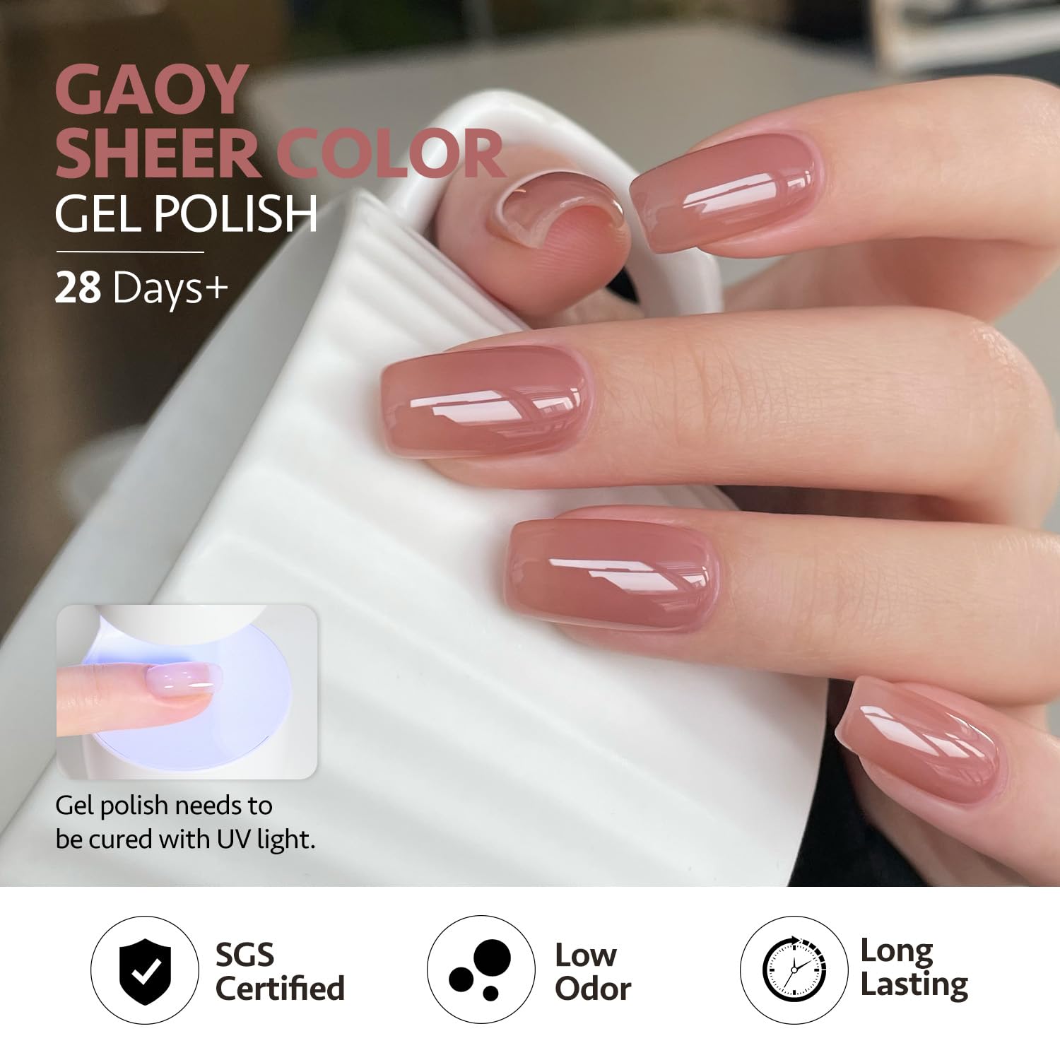GAOY Jelly Brown White Gel Nail Polish Set - 6 Translucent Colors (Sheer Pink, Maroon) - Soak Off UV LED Light Cured Gel Polish Kit for Salon & DIY Nail Art at Home - Perfect for Manicures, Pedicures, French Tips & Nail Extensions