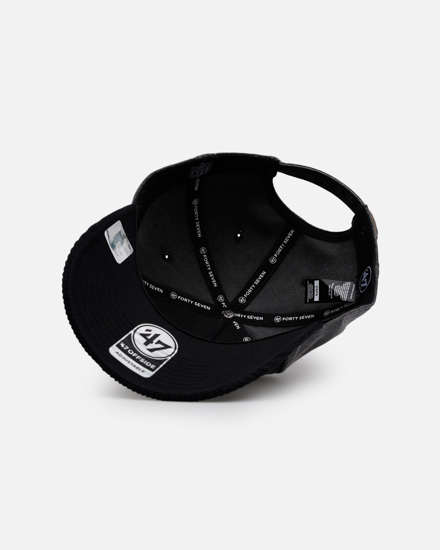 47 Brand Las Vegas Raiders 'Apollo Corduroy' Snapback Hat - Black Adjustable Strapback Cap for Men - Perfect for Game Day, Tailgating & Fan Gear Collection