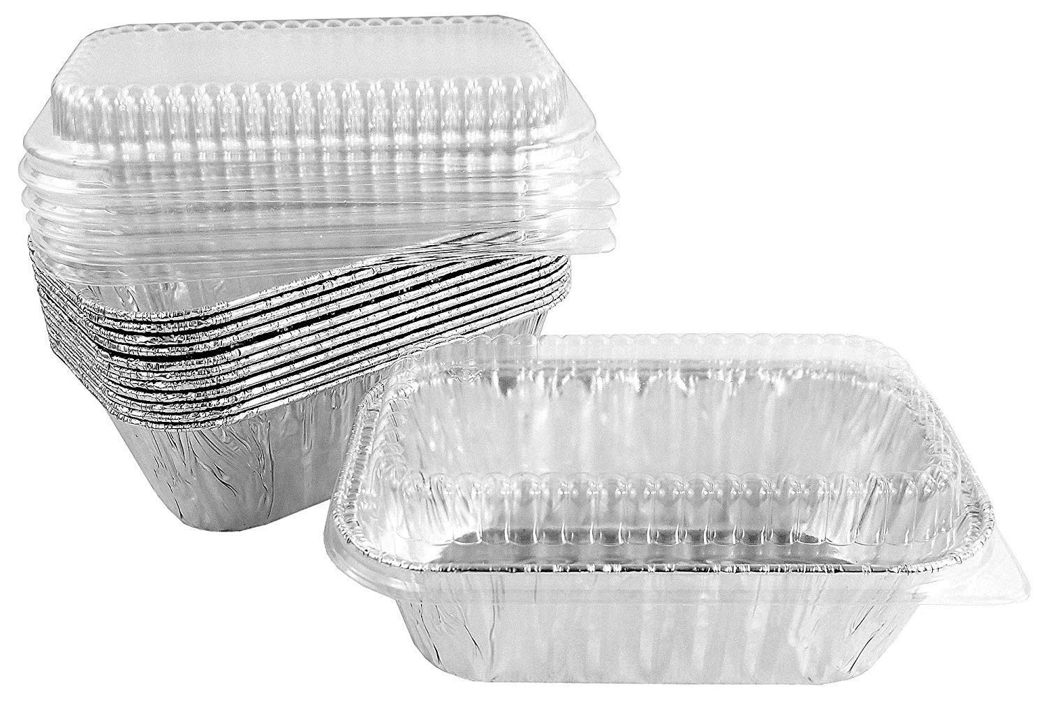 Handi-Foil 1 lb. Aluminum Mini Loaf Pan with Clear Dome Lid - 2 Pack of 100 - Perfect for Baking Small Breads, Cakes & Meatloaf - Ideal for Home Bakers & Meal Prep