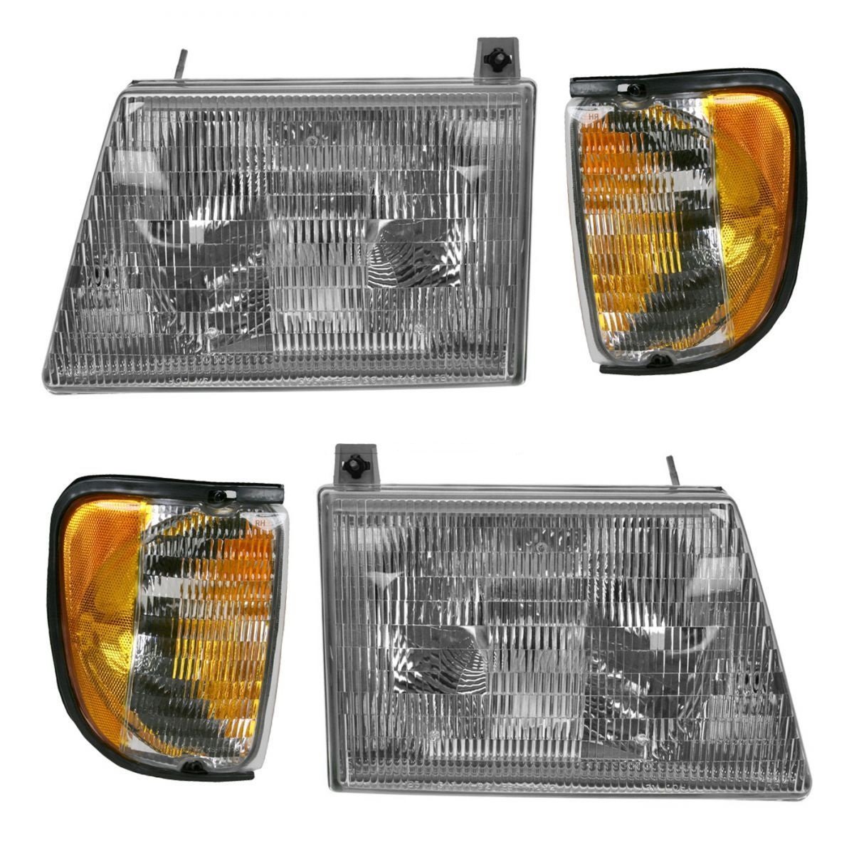 1997-2000 Fleetwood Pace Arrow RV Motorhome Replacement Headlights & Turn Signal Lights - 4-Piece Set (Left & Right) - Perfect for Restoration Projects & Road Trip Safety Upgrades