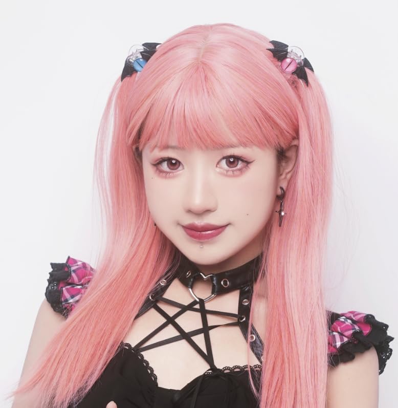 Gothic Devil Eyes Bat Wings Hair Clips - Dark Halloween Hair Accessories for Kids & Adults (Pink Pair) | Perfect for Costume Parties, Cosplay & Spooky Events