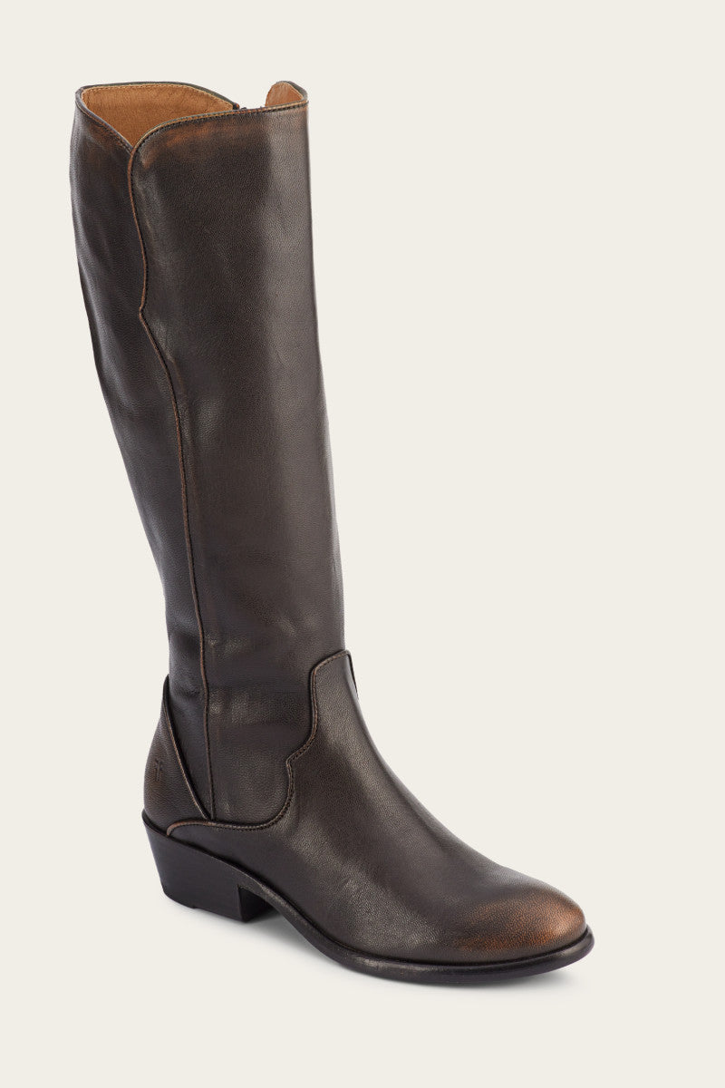 Vintage Carson Piping Tall Boots - Premium Pre-Owned Leather Ankle Boots for Women | Perfect for Fall Fashion, Casual Outfits & Date Nights