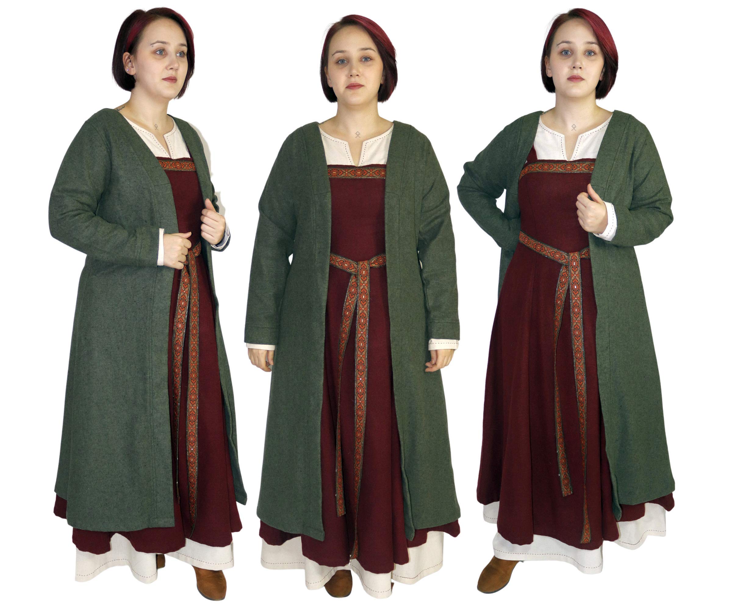 BIRKA Viking Wool Coat for Women - Handmade Medieval Norse Woolen Cloak - Authentic Turkish Craftsmanship - Perfect for LARP, Renaissance Fairs & Historical Reenactments
