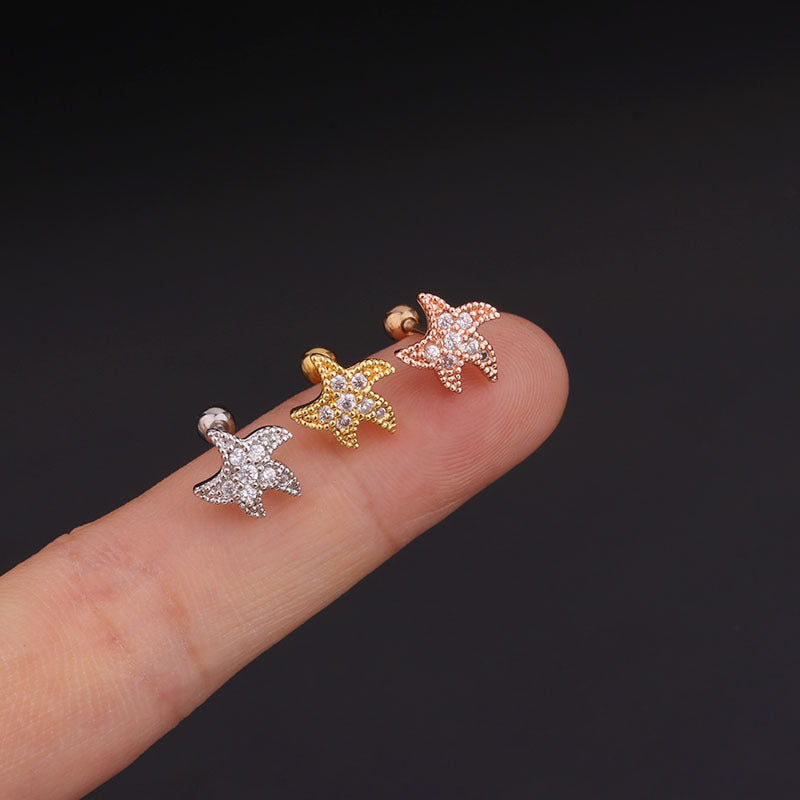 20G Cartilage Tiny Stud Earrings - Starfish & Moon Design Hypoallergenic Piercing Jewelry for Women | Perfect for Daily Wear, Parties & Gifts