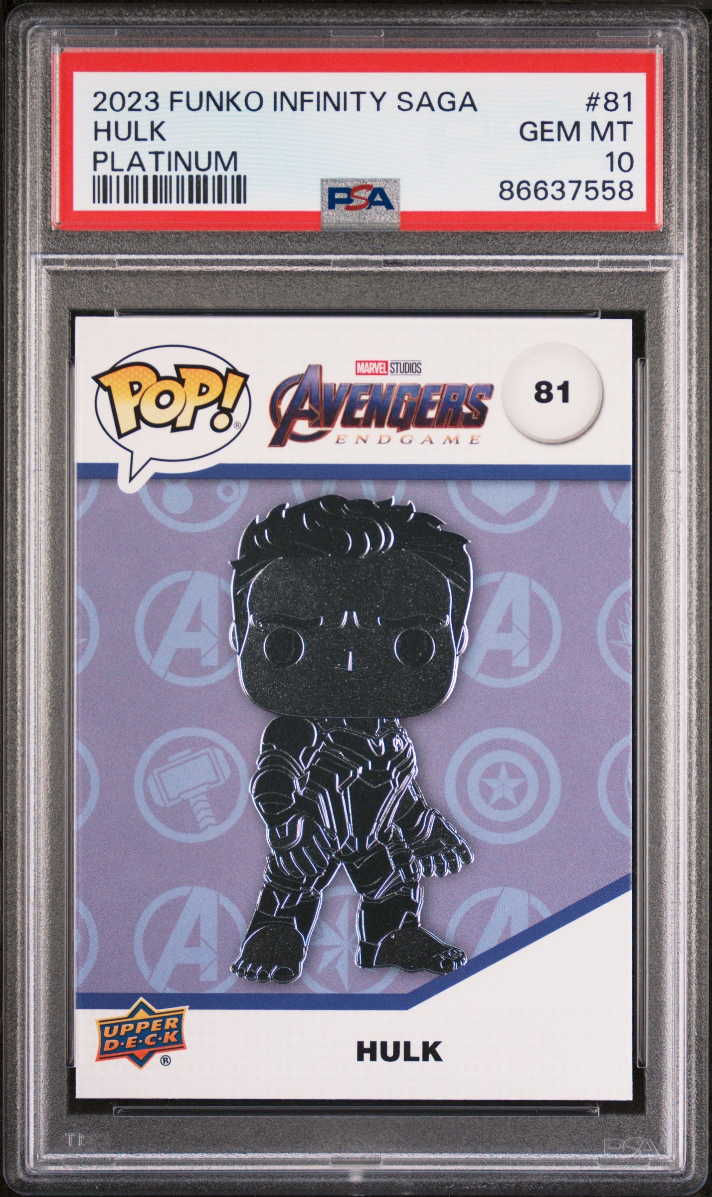 2023 Upper Deck Funko Pop Marvel Hulk Platinum #81 PSA 10 Graded - Collectible Vinyl Figure for Marvel Fans & Comic Book Collectors - Perfect for Display, Gifts, and Investment