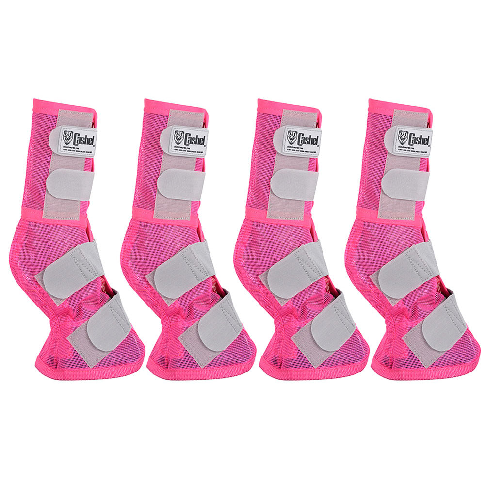 4 Pack Cashel Fly Prevention Arab Horse Leg Guard Cool Mesh Boots - Breathable & Lightweight for Summer Riding, Training, and Show Protection (Pink) - Perfect for Hot Weather, Trail Rides, and Stable Use