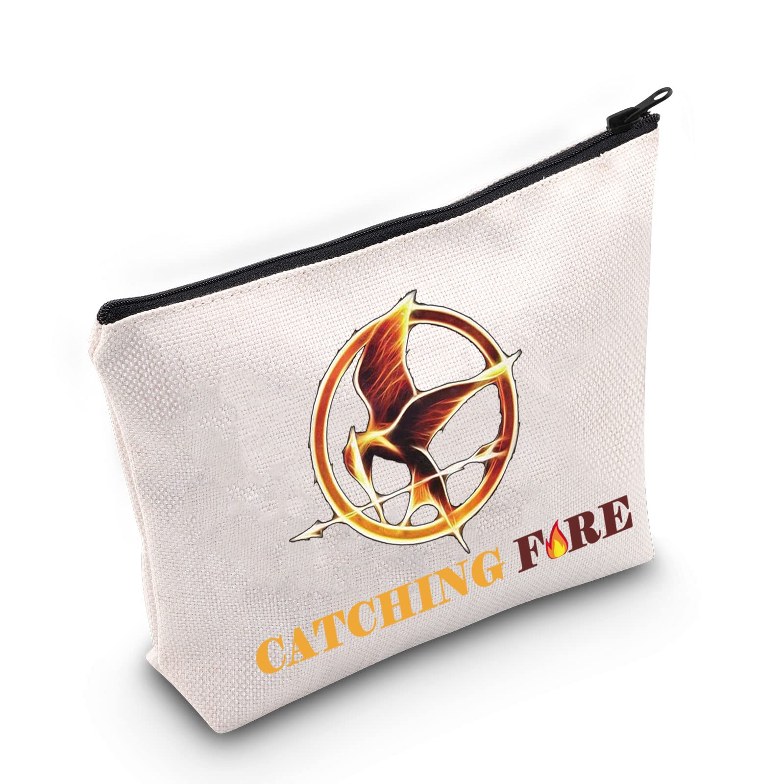 LEVLO Hunger Games Inspired Cosmetic Makeup Bag - Fire Themed Zipper Pouch for Makeup, Travel & Storage | Perfect Gift for Fans, Cosplay & Everyday Use