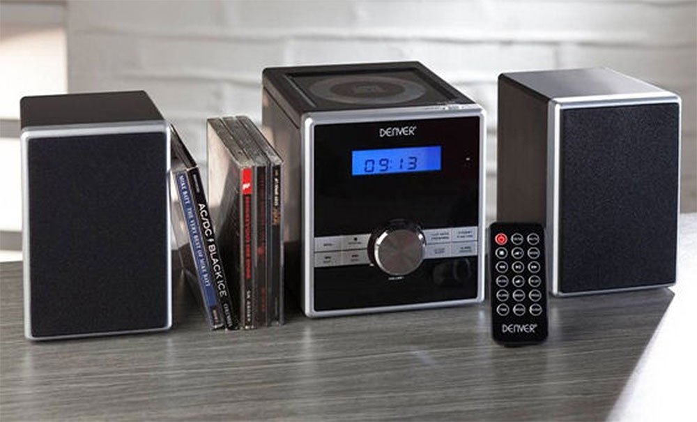 Denver Mini HiFi System CD Player with FM Radio, Alarm Clock, Remote Control - Compact Home Audio System with AUX Input, Sleep Timer & Snooze Function | Perfect for Bedroom, Office & Small Spaces