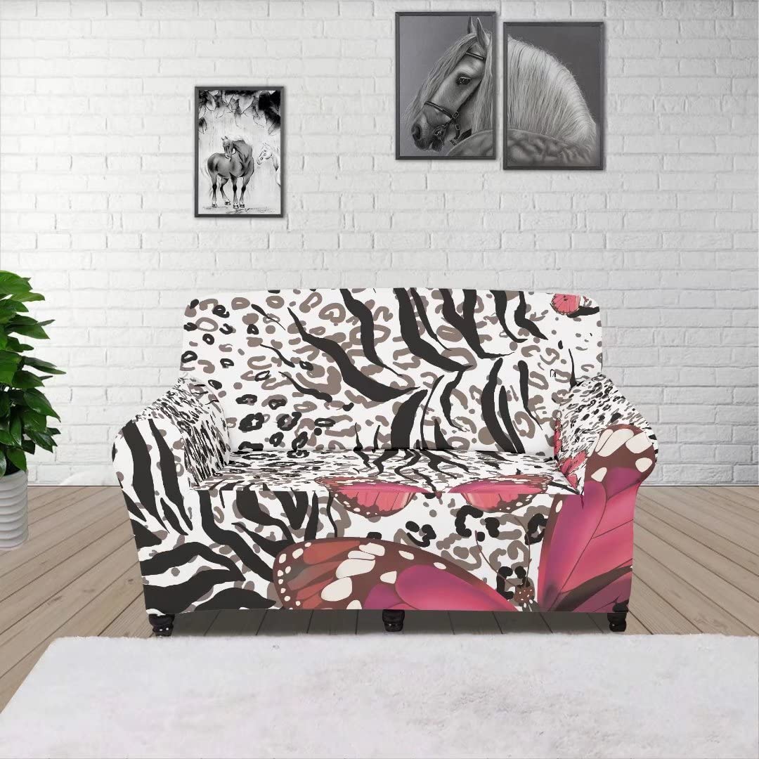 GOSTONG Stretch Sofa Slipcover - Leopard & Zebra Print Loveseat Cover for Small Furniture, Cushion Protector | Perfect for Living Room, Dorm, Apartment Decor