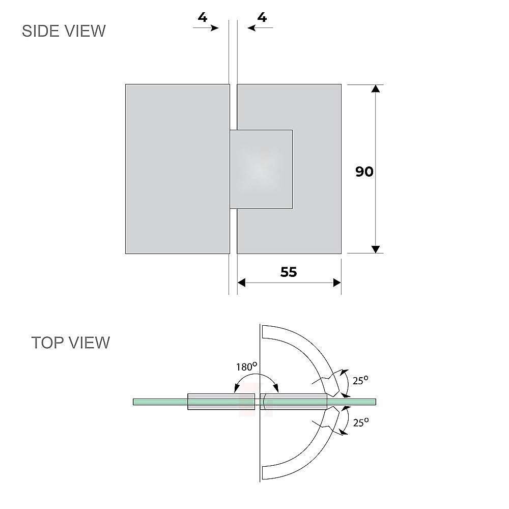 120x110cm Frameless Corner Shower Screen - Black Brackets & Brass Hinges with Square Knob Handle | Modern Bathroom Glass Enclosure for Walk-in Showers & Wet Rooms