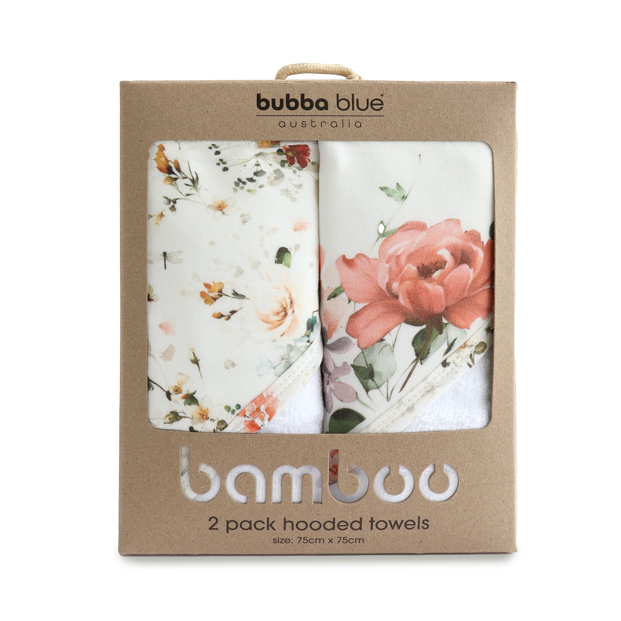 Soft & Absorbent Peonies Bamboo 2-Pack Hooded Baby Towels for Bath Time, Swimming & Spa - Hypoallergenic & Eco-Friendly