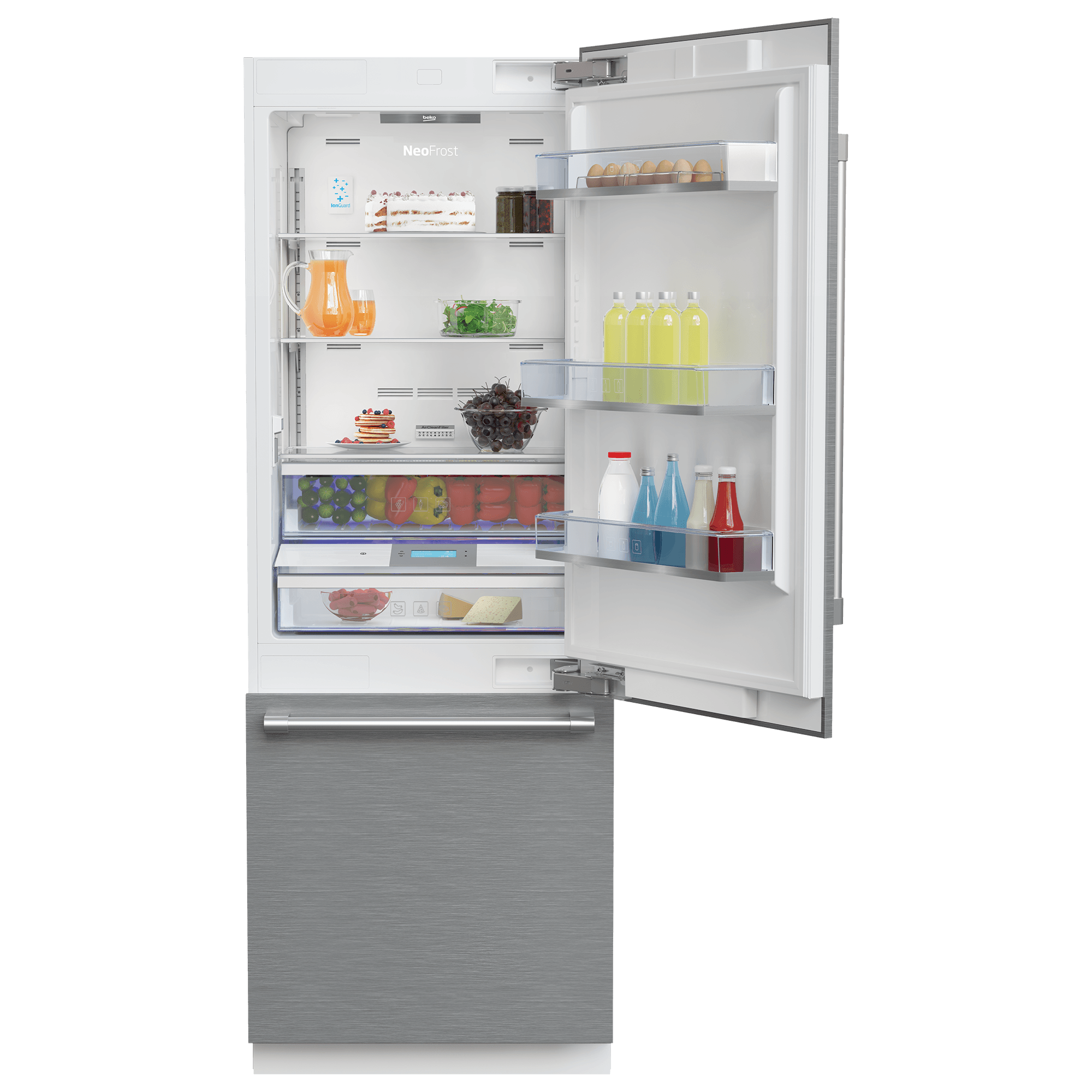 Beko BBBF3019IMWE 30 Inch Built-In Bottom Freezer Refrigerator with Auto Ice Maker & Internal Water Dispenser - Perfect for Modern Kitchens & Open Floor Plans