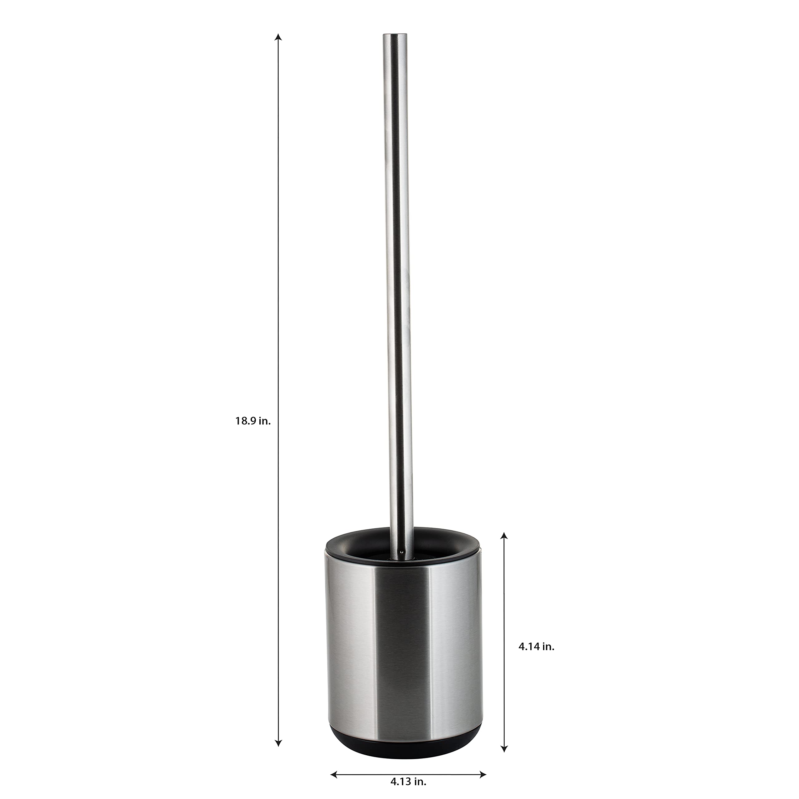 Premium Stainless Steel Toilet Brush and Holder Set - Durable, Fingerprint Proof, Long Handle for Deep Cleaning - Modern Bathroom Accessories for Home, Hotel, and Office Use