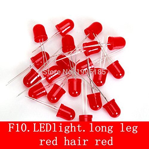 Jammas 10MM Super Bright Red LED Lamps - F10 High Head Line (100pcs) with Long Legs - Perfect for DIY Electronics, Automotive Lighting & Home Decoration