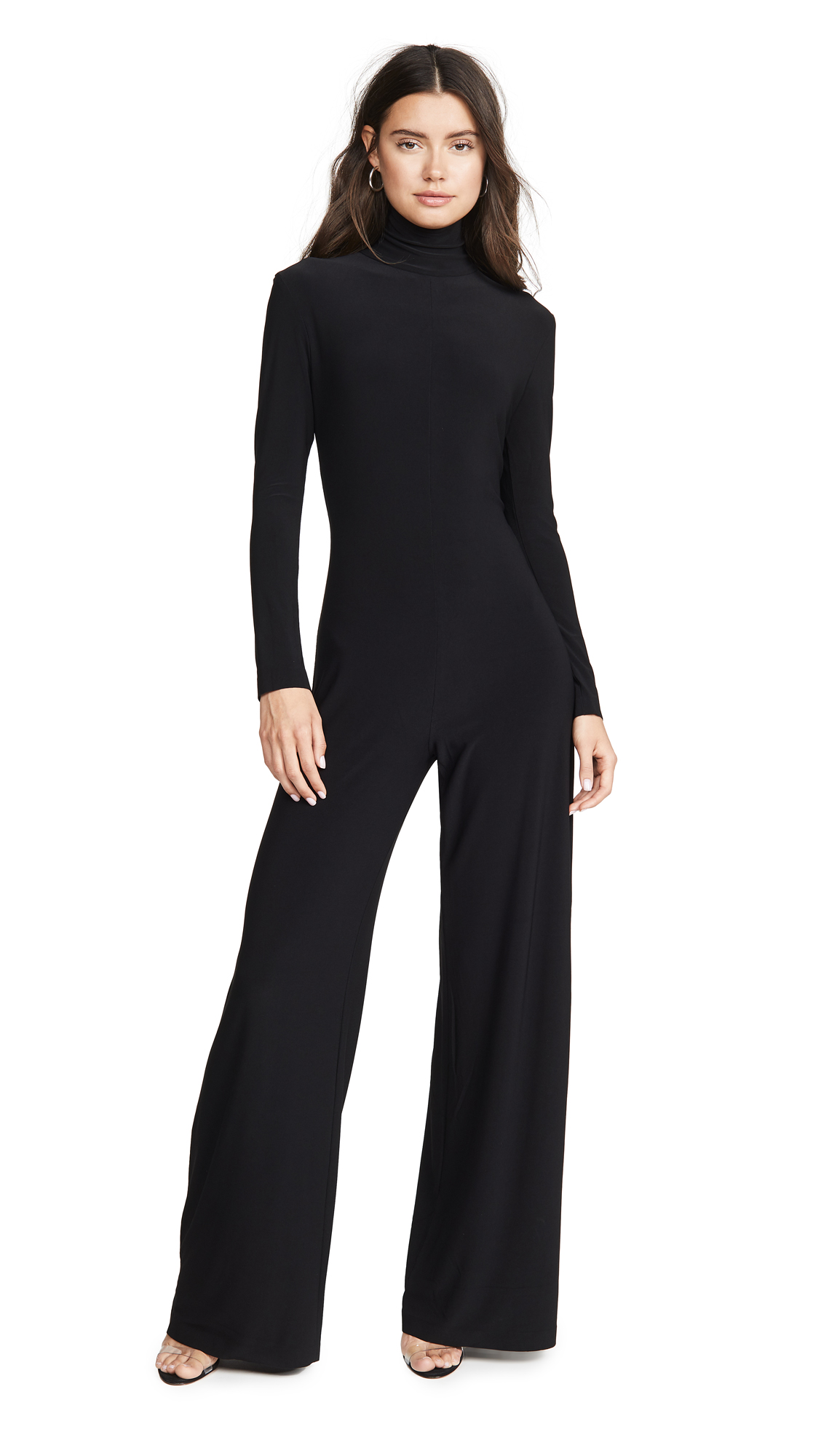 Norma Kamali Women's Long Sleeve Turtleneck Jumpsuit - Slim Fit One Piece Romper for Fall & Winter | Perfect for Office Wear, Date Night & Holiday Outfits