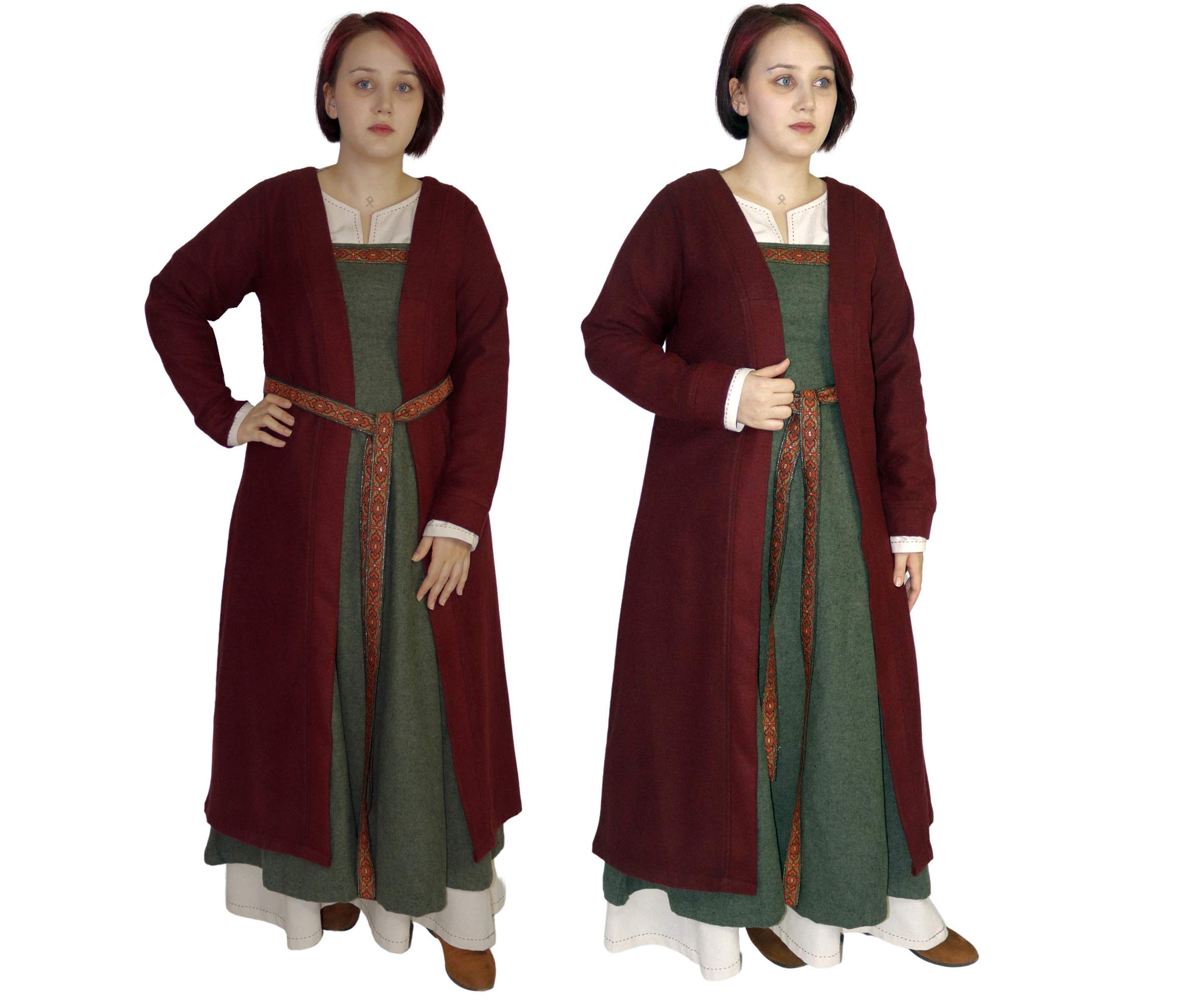 BIRKA Medieval Viking Women's Wool Coat – Handmade in Turkey – Warm & Authentic Norse Outerwear for LARP, Cosplay & Historical Reenactment