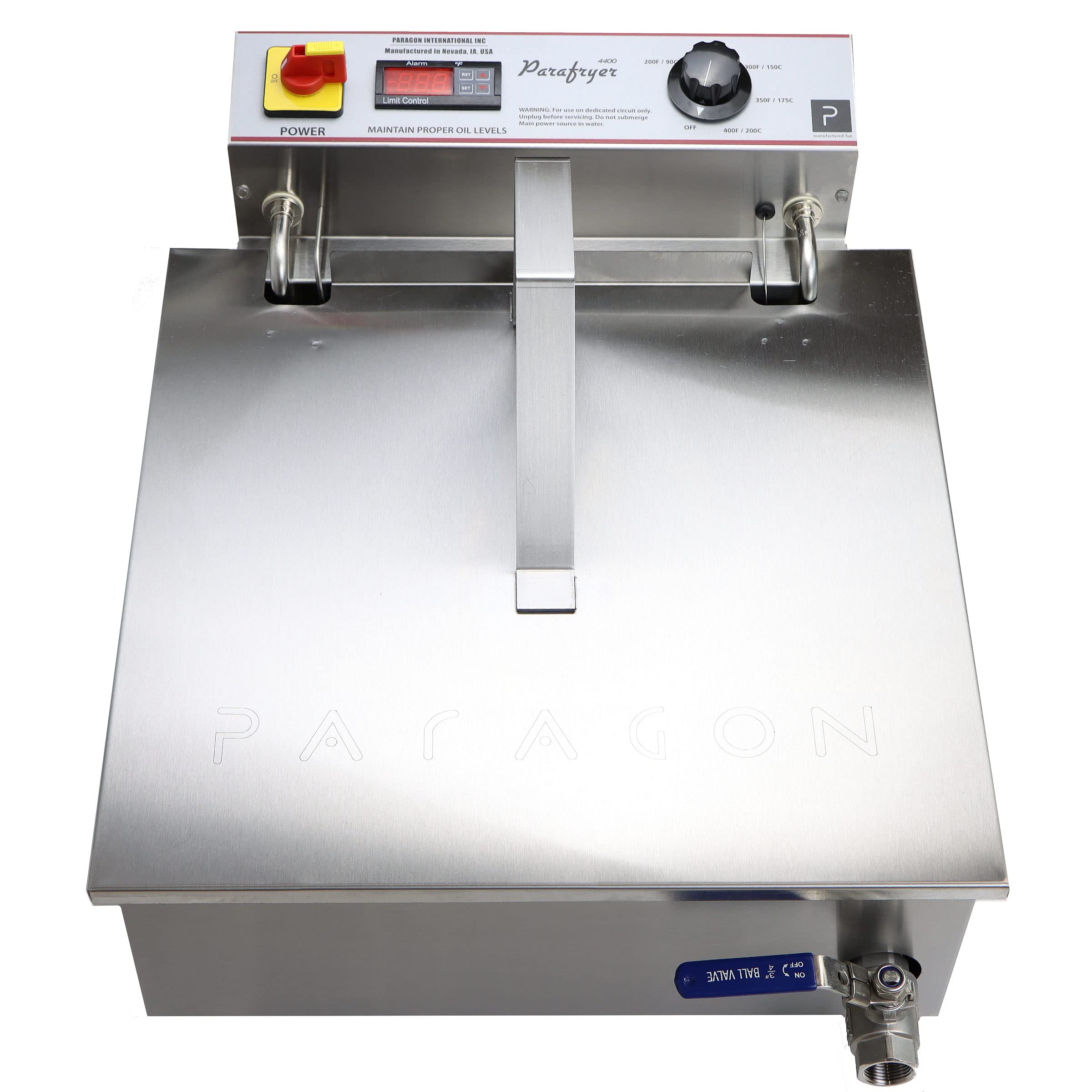 Paragon 4400W Commercial Shallow Pan Funnel Cake Fryer - 240V Heavy Duty Electric Deep Fryer for Fairs, Carnivals & Food Trucks (Model 91520)