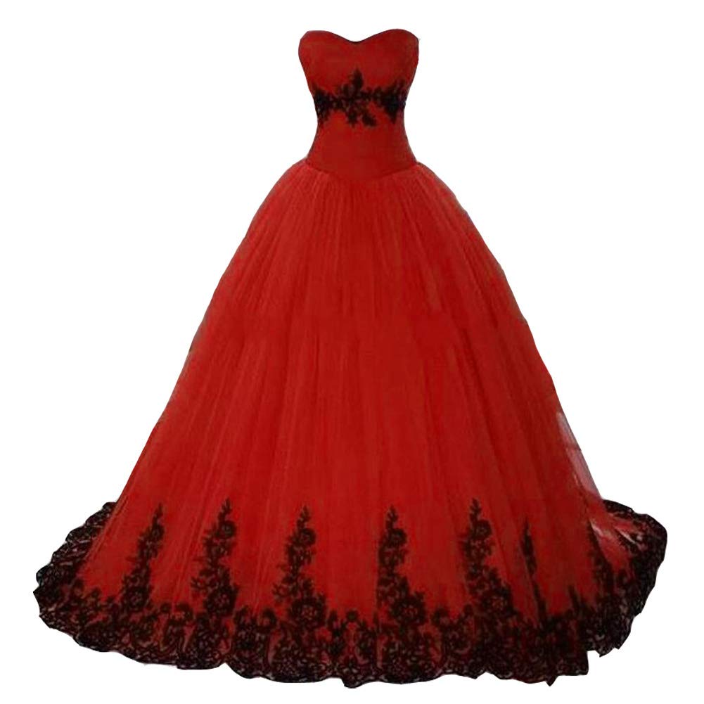 Kivary Women's Black Lace Tulle Gothic Wedding Dress - Elegant Vintage Ball Gown for Prom, Evening Party & Formal Events