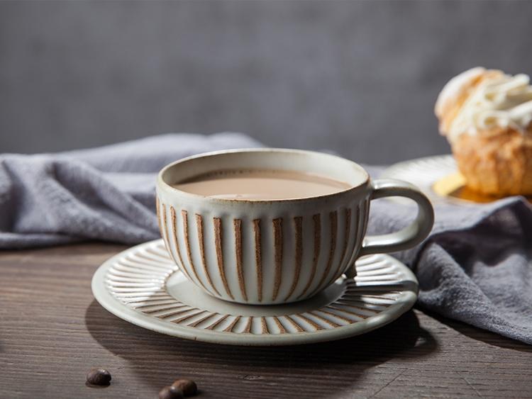 Premium Porcelain Breakfast Milk Cups & Latte Coffee Mugs Set - Elegant Tea Cups with Saucers for Cappuccino, Espresso & Hot Beverages - Perfect for Home, Office & Cafe Use