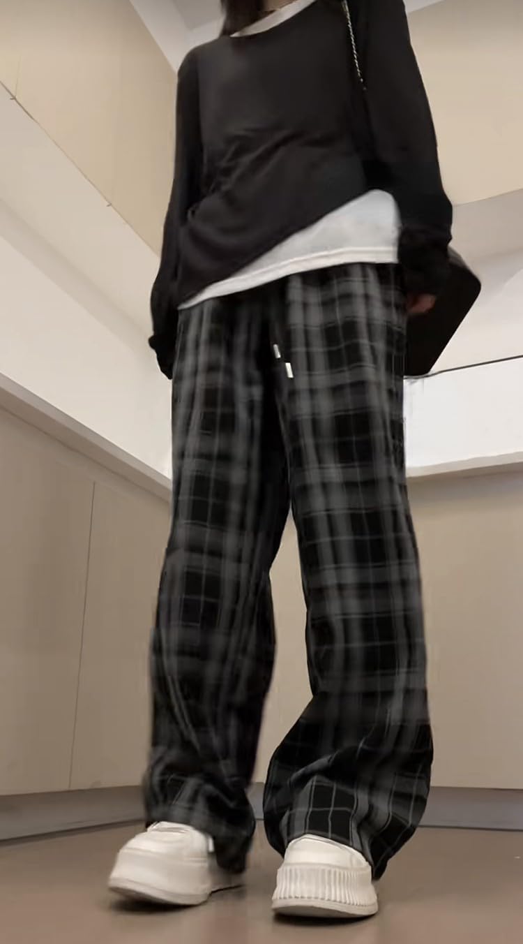Grunge Pants for Women - Vintage Plaid Lounge Pants | Goth & Emo Style Pants | Perfect for Concerts, Halloween & Alternative Fashion