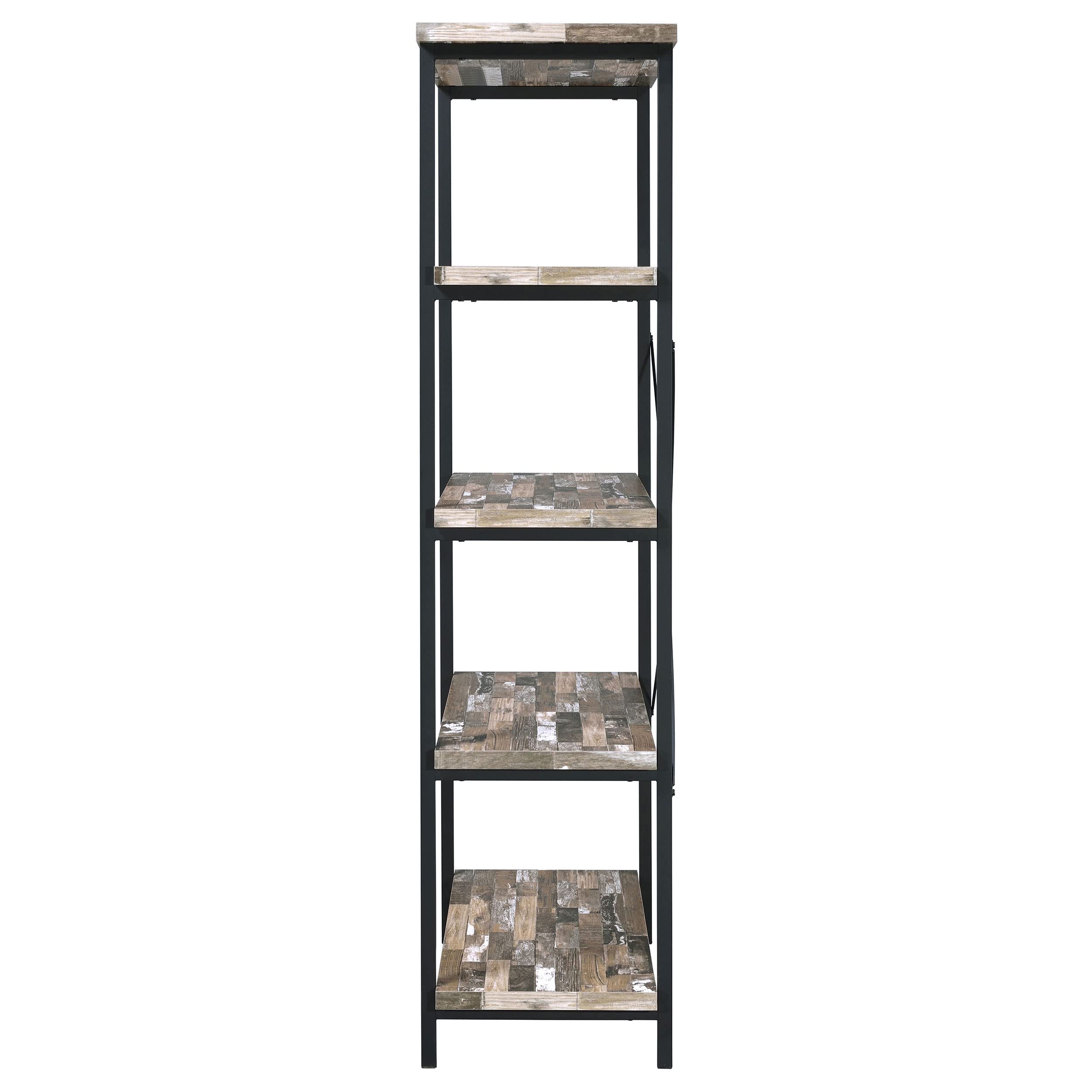 Coaster Furniture 801552 Salvaged Cabin & Black Bookcase - Perfect for Living Room, Office, or Study Room Storage