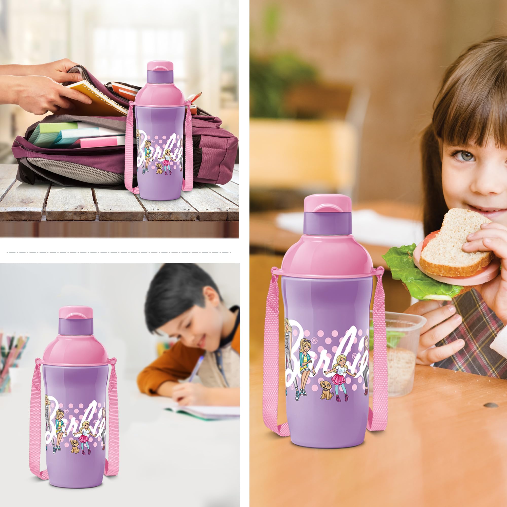 MILTON Steel Barbie 400 Insulated Stainless Steel Kids Water Bottle 390ml - Pink & Purple | PU Insulated for Hot & Cold Drinks | Leak Proof & Easy to Carry | Perfect for School, Travel & Outdoor Activities