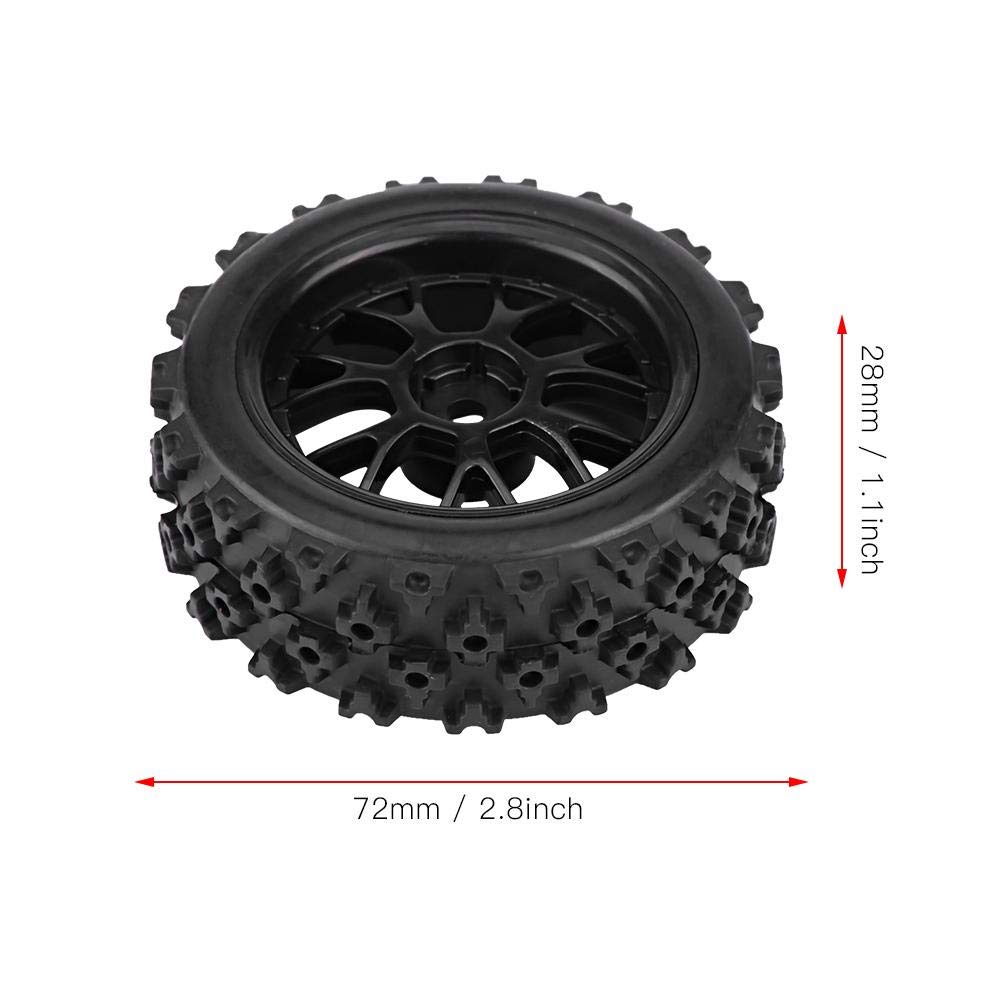 4PCS Universal RC Car Tires with Plastic Hubs - Compatible with HSP, Redcat, Traxxas, HPI 1/10 Scale RC Cars (Black) - Perfect for Off-Road Racing, Drifting & All-Terrain Driving