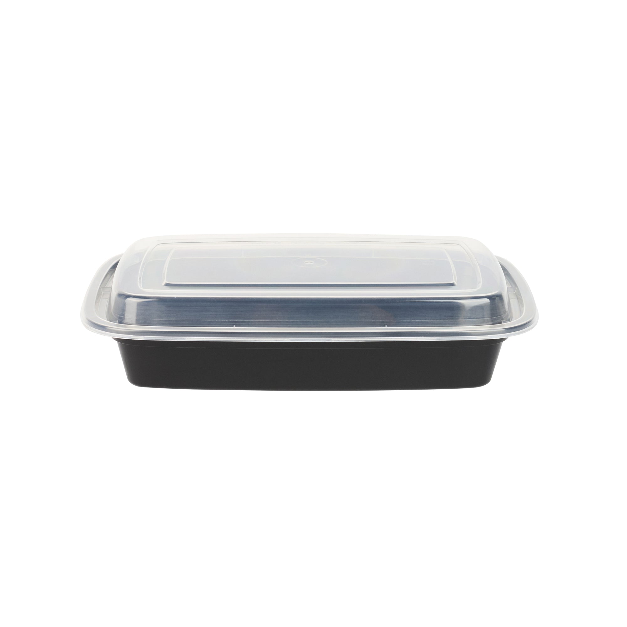 28 oz Black Plastic To Go Containers with Clear Lids - 50 Pack, Microwave Safe Food Storage Boxes (8.75