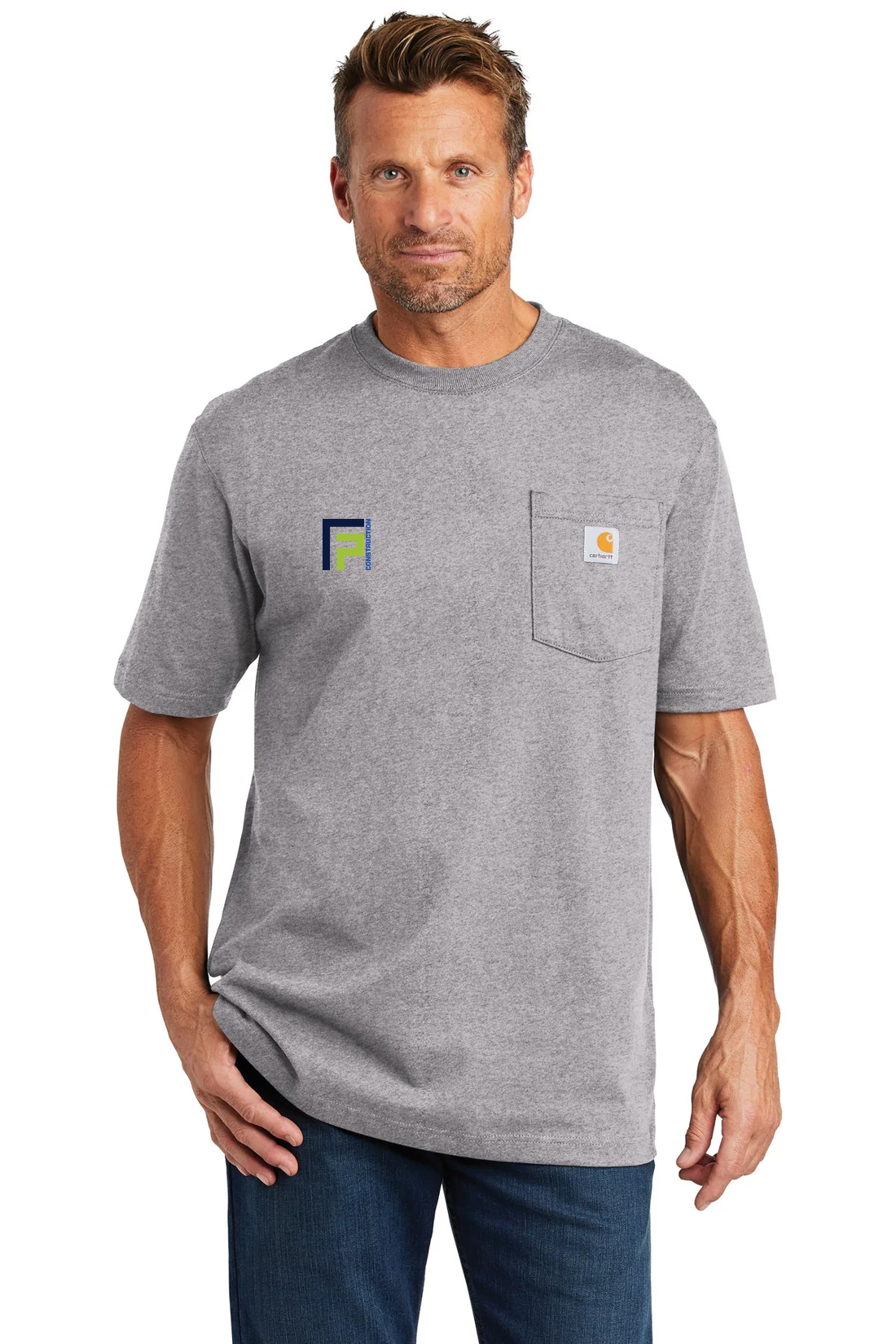 Carhartt Men's Workwear Pocket T-Shirt - Heather Grey, Durable & Comfortable for Construction, Outdoor & Casual Wear