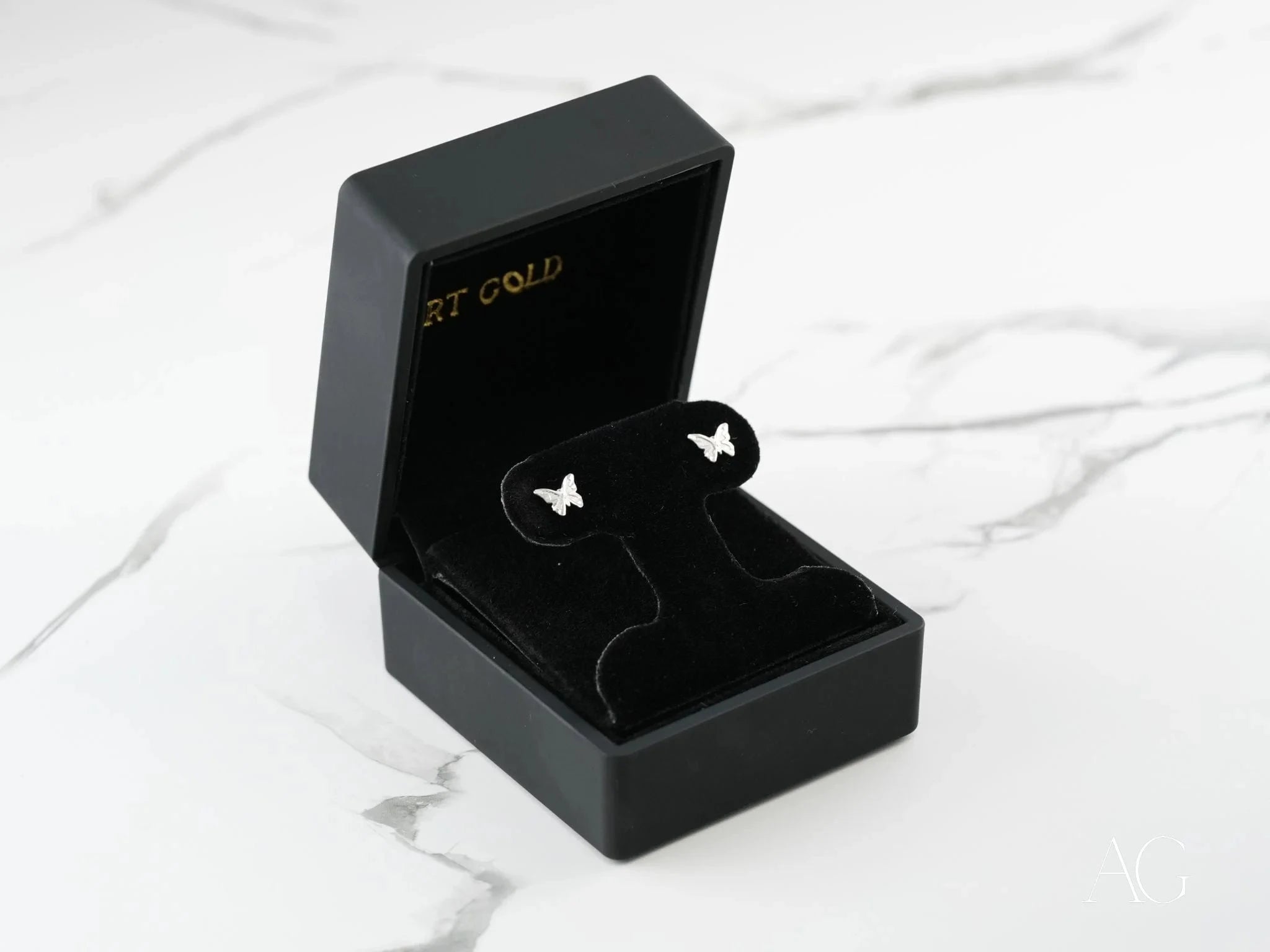 18K White Gold Butterfly Stud Earrings for Women – Elegant FlutterGleam Jewelry Gift for Her, Perfect for Weddings, Anniversaries & Everyday Wear