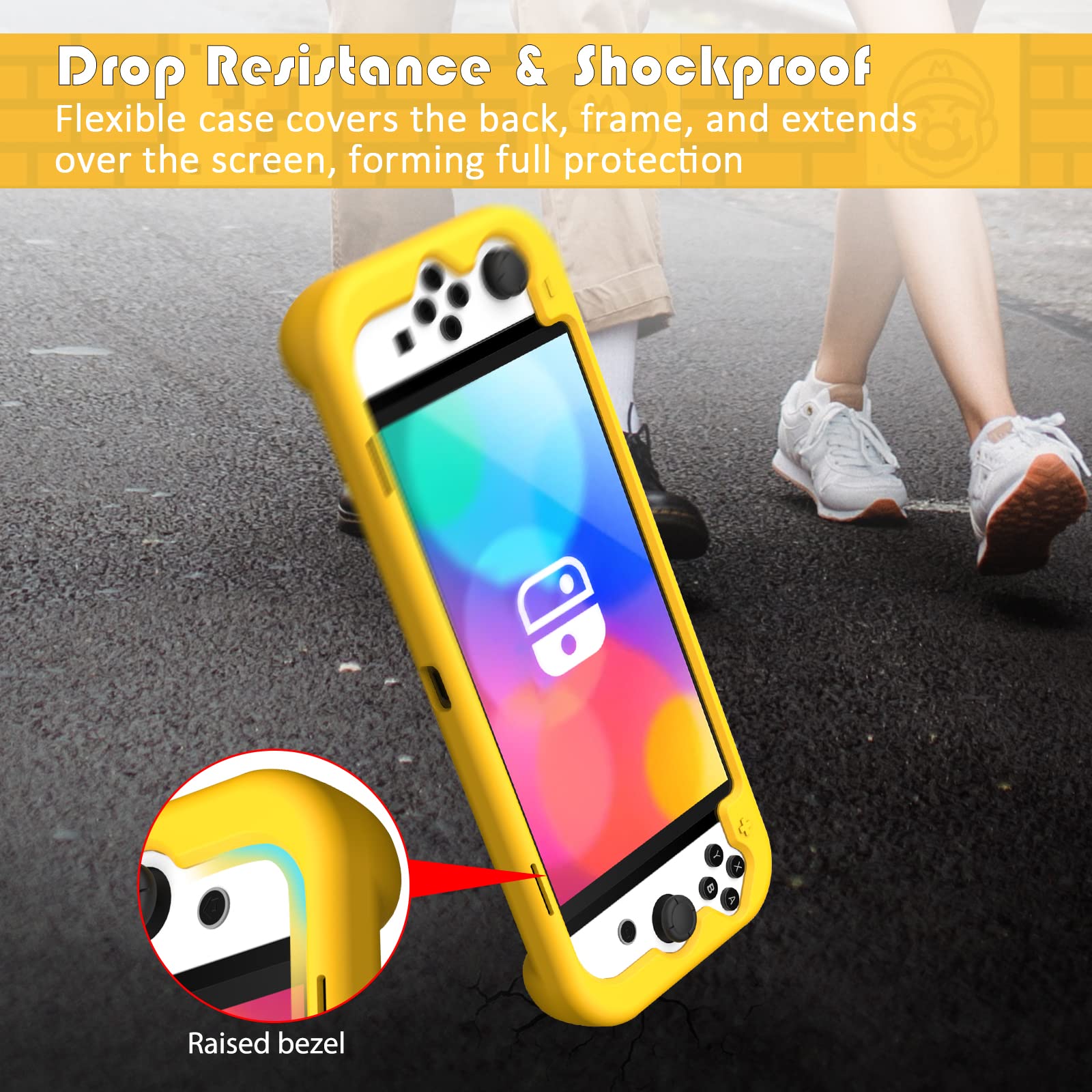 Premium KENOBEE Silicone Protective Case for Nintendo Switch OLED Model 2021 - Soft Ergonomic Grip Cover with Shock Absorption & Anti-Scratch Design for Switch OLED Console 7.0