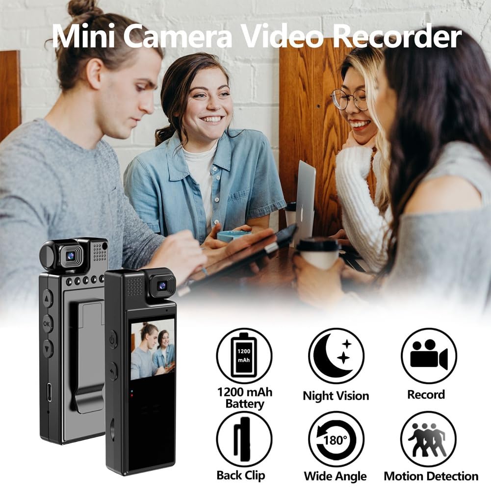 Hxhsgmeh Body Camera - Portable Wearable Mini HD 1080P Video Recorder with WiFi & Audio Recording - Ideal for Security, Law Enforcement, and Personal Safety (1 Pack)