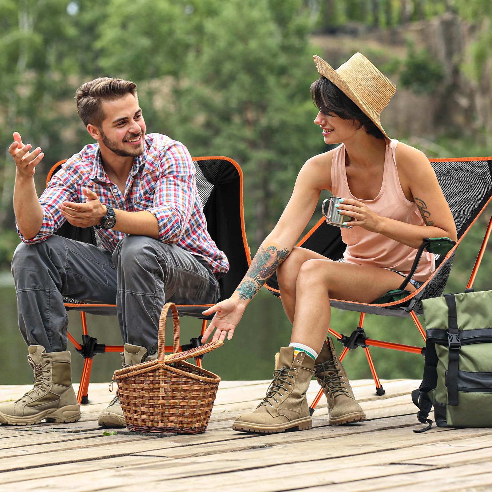 Portable Folding Camping Chair with Bag for Outdoor, Beach & Hiking (2-Pack)