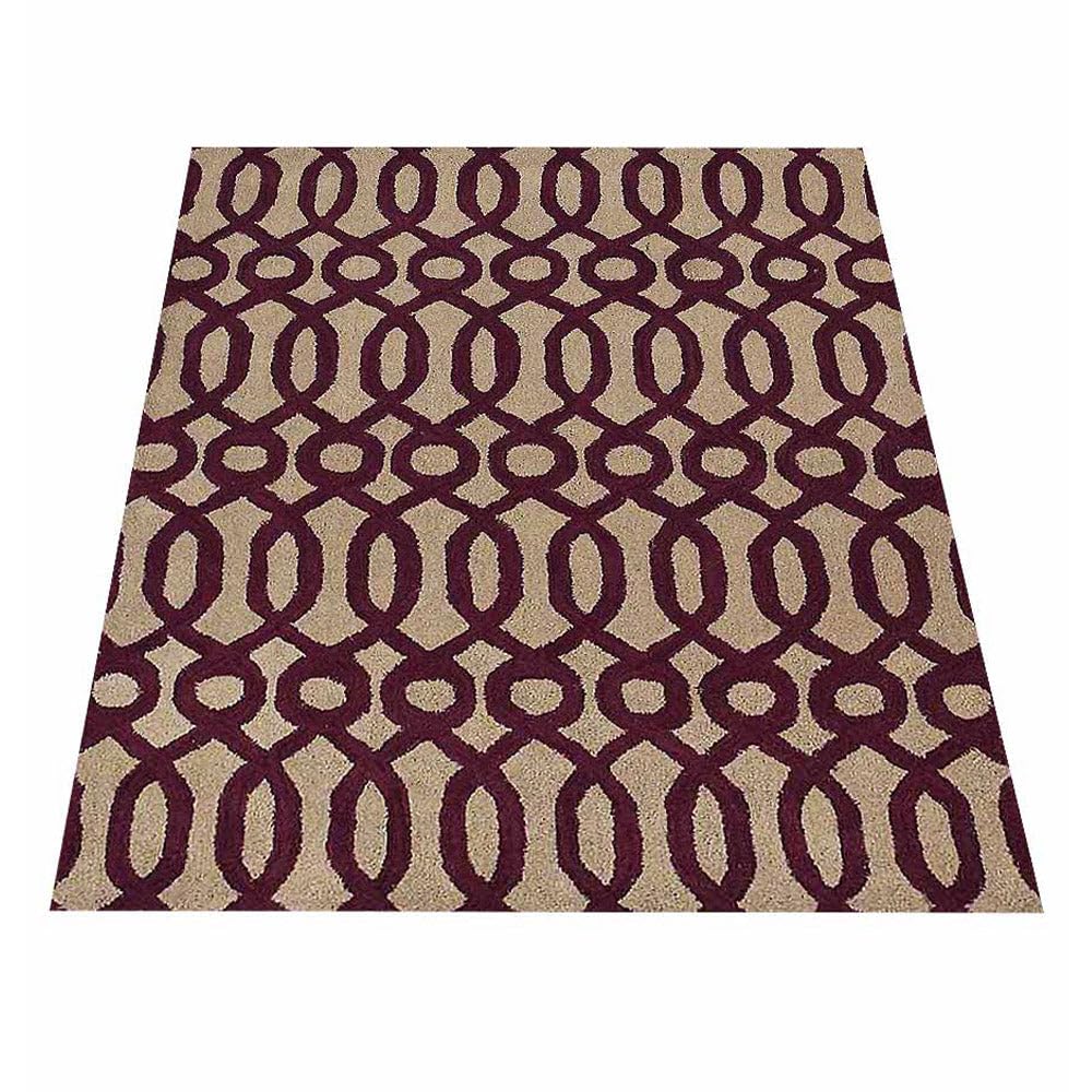 Hand Tufted Wool Eco-Friendly Area Rugs 4x6 Feet - Rectangle Modern Cream & Purple High Pile Handmade Rug for Living Room, Bedroom, Nursery & Office - Soft Contemporary Floor Decor (K00734)