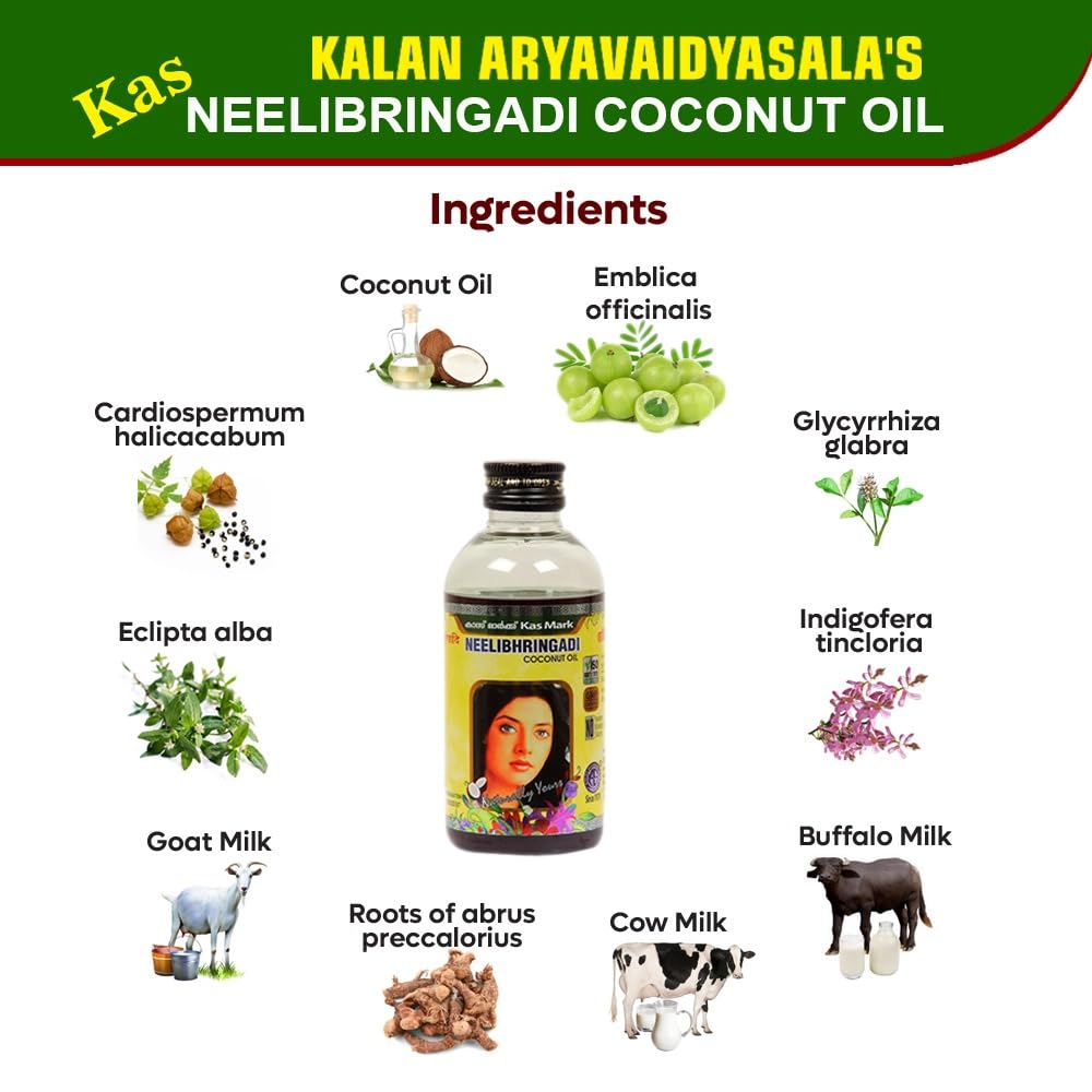 Kas Mark Kalan Aryavaidya Sala Neelibhringadi Coconut Oil - 450ml | 100% Pure Ayurvedic Hair Care for Dry Scalp & Dandruff | Perfect for Daily Hair Massage & Nourishment