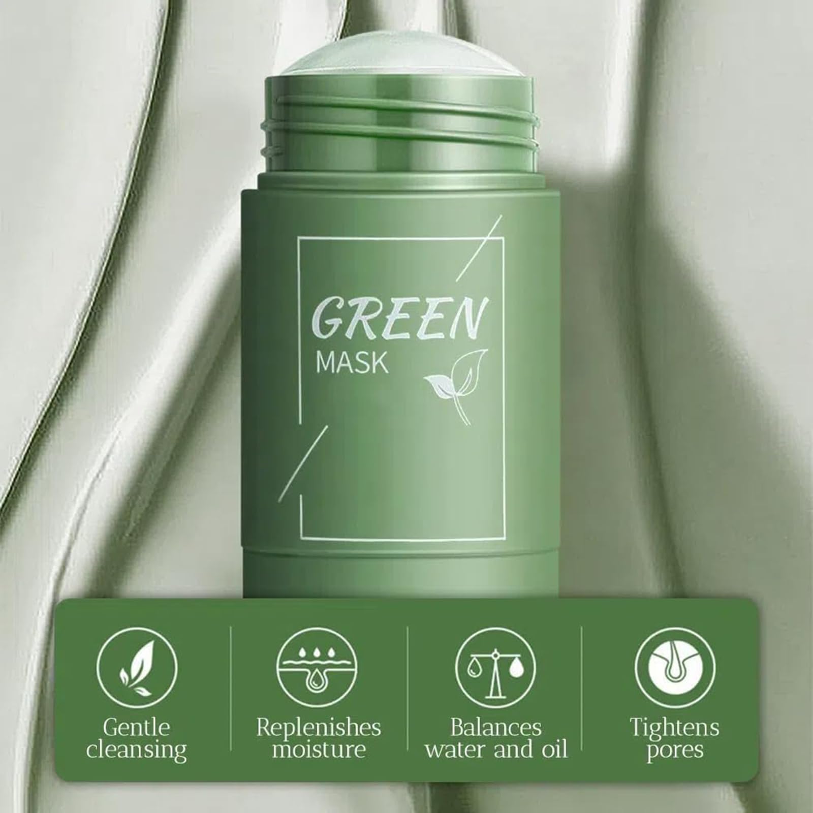 Dermaease Green Tea Deep Cleansing Mask Stick - Pore Minimizer & Oil Control for Acne-Prone Skin | Travel-Friendly Skincare for On-the-Go Glow