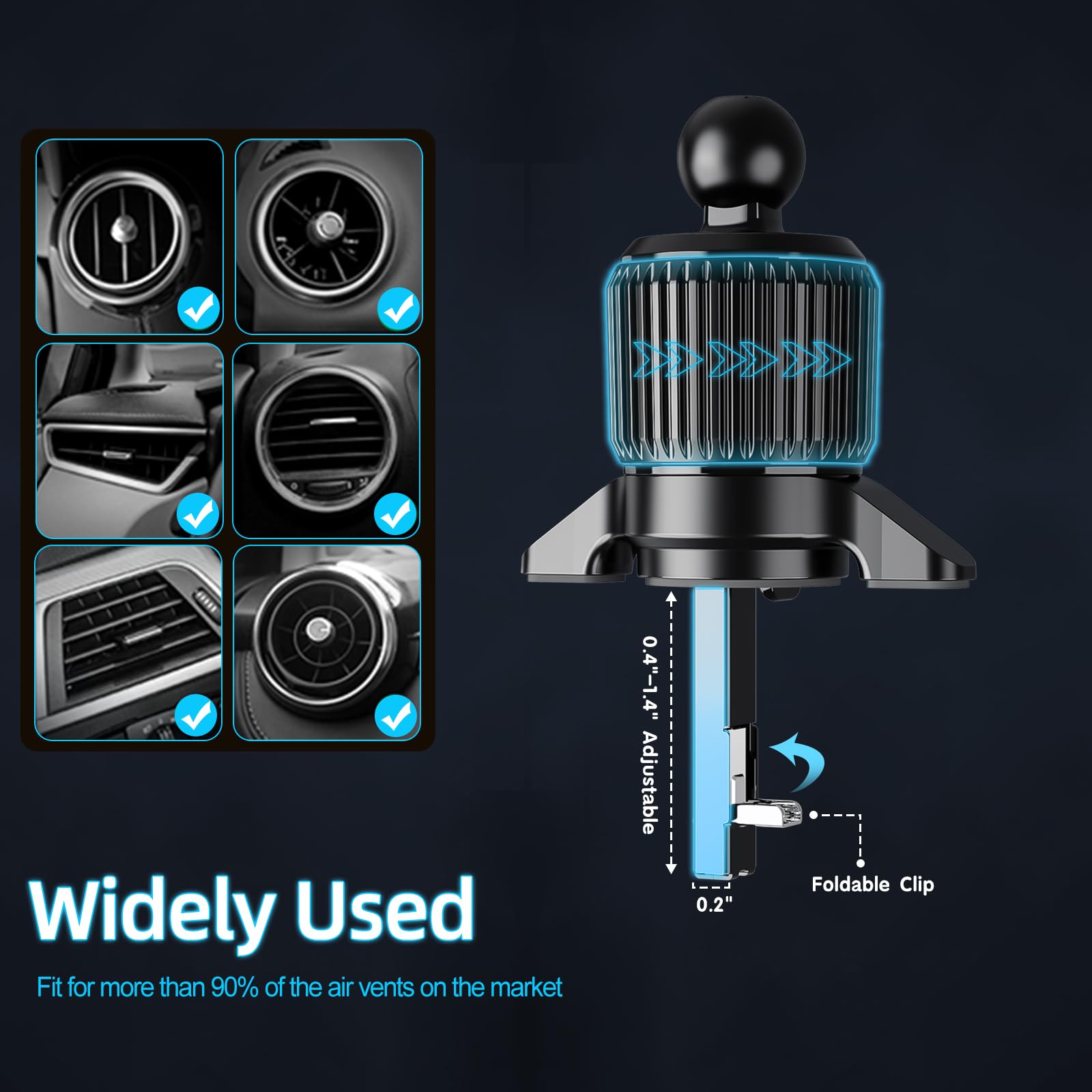 Universal Car Phone Mount - Foldable Aluminum Vent Clip Holder for iPhone, Samsung & More | Compatible with Mercedes, BMW, Lexus, Toyota, Ford, Chevrolet, Honda | Perfect for GPS Navigation, Hands-Free Calling & Road Trips