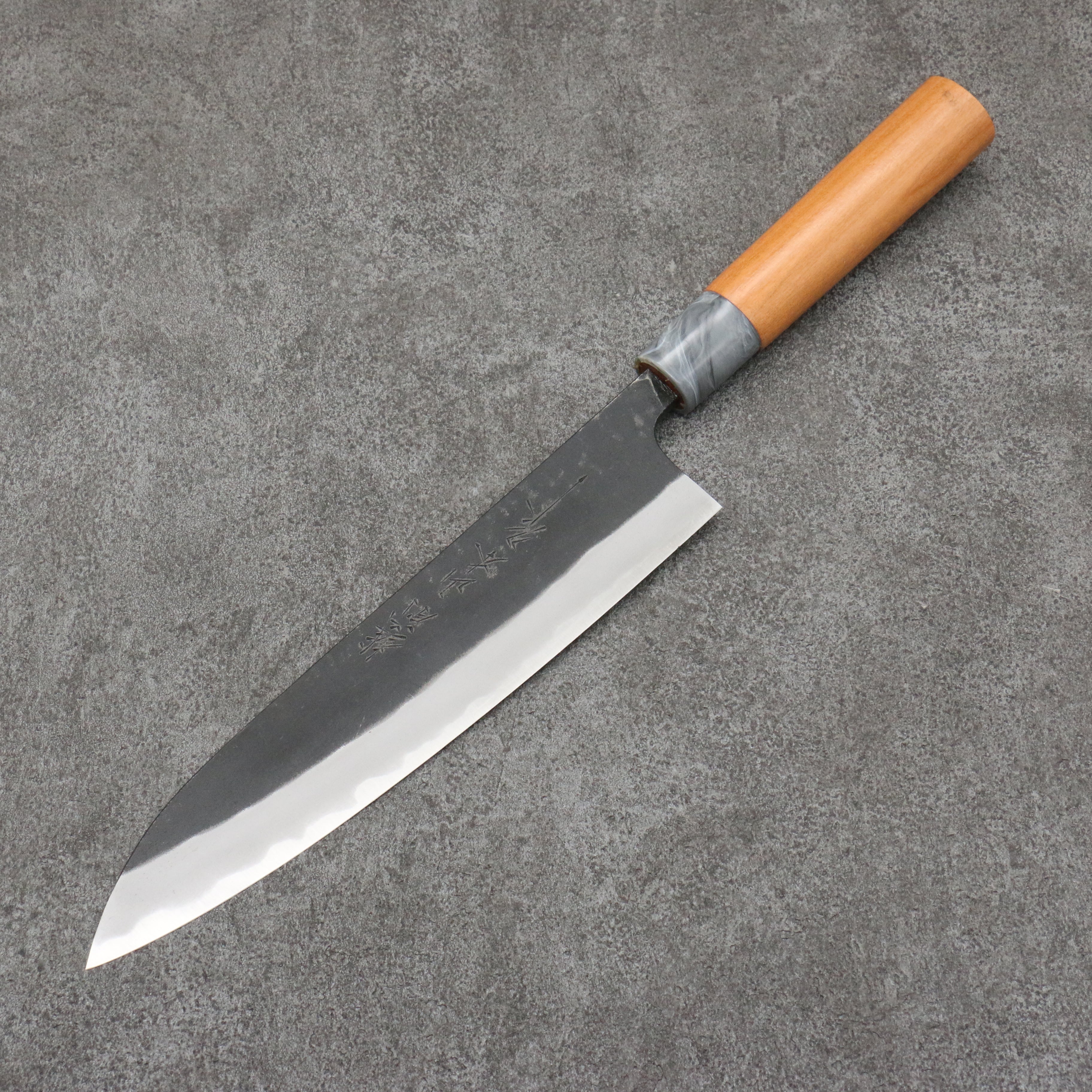 Nao Yamamoto White Steel No.2 Kurouchi Gyuto 210mm Japanese Chef Knife with Cherry Wood Handle - Perfect for Sushi, Meat Slicing & Professional Kitchen Use
