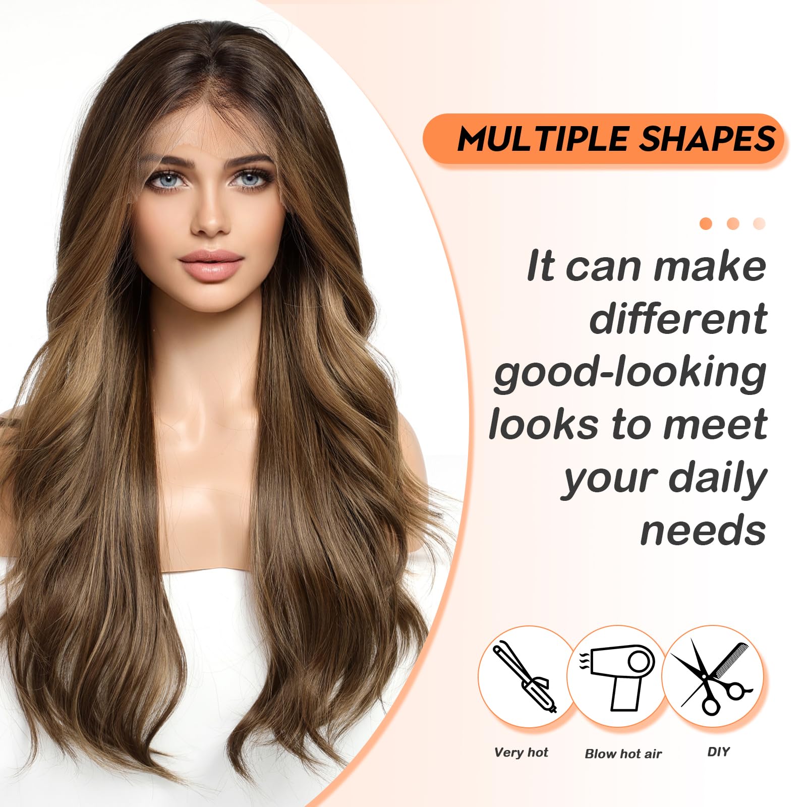 Wavy Synthetic Futura Fibre Lace Front Wig - Natural Looking Human Hair Replacement for Women | Perfect for Cosplay, Daily Wear & Special Occasions