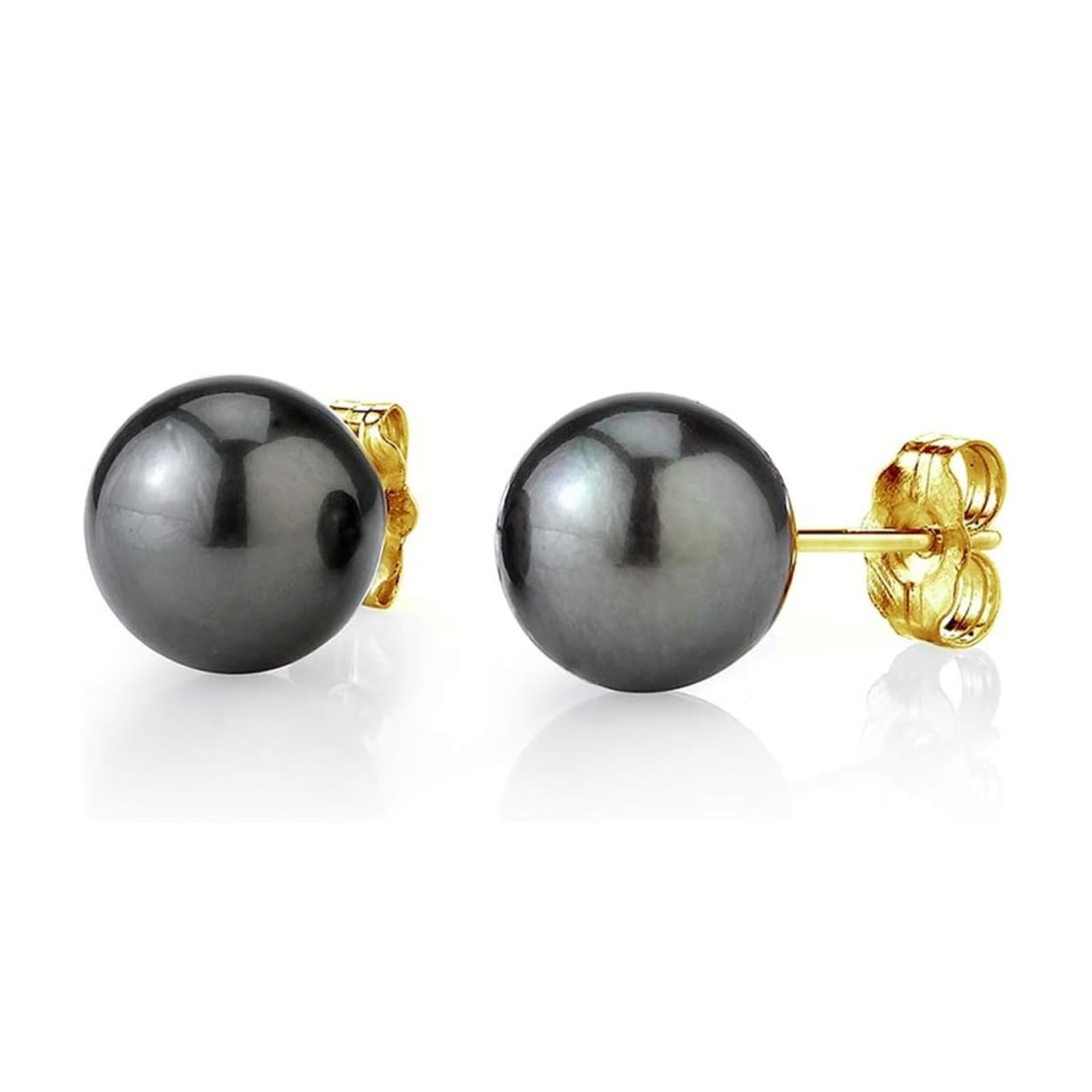 THE PEARL SOURCE Tahitian Real Pearl Earrings for Women - 14k Black Gold Stud Earrings with Genuine Cultured Pearls | Hypoallergenic Jewelry Gift for Christmas, Anniversary & Special Occasions | Perfect for Weddings, Date Nights & Formal Events