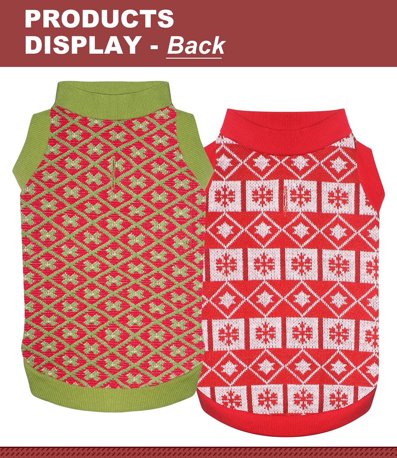 2 Pack Dog Sweaters - Warm Knit Pullover Vest with Leash Hole for Small Medium Large Dogs | Winter Fall Pet Clothing & Christmas Costume Outfits | Perfect for Cold Weather Walks and Holiday Photos