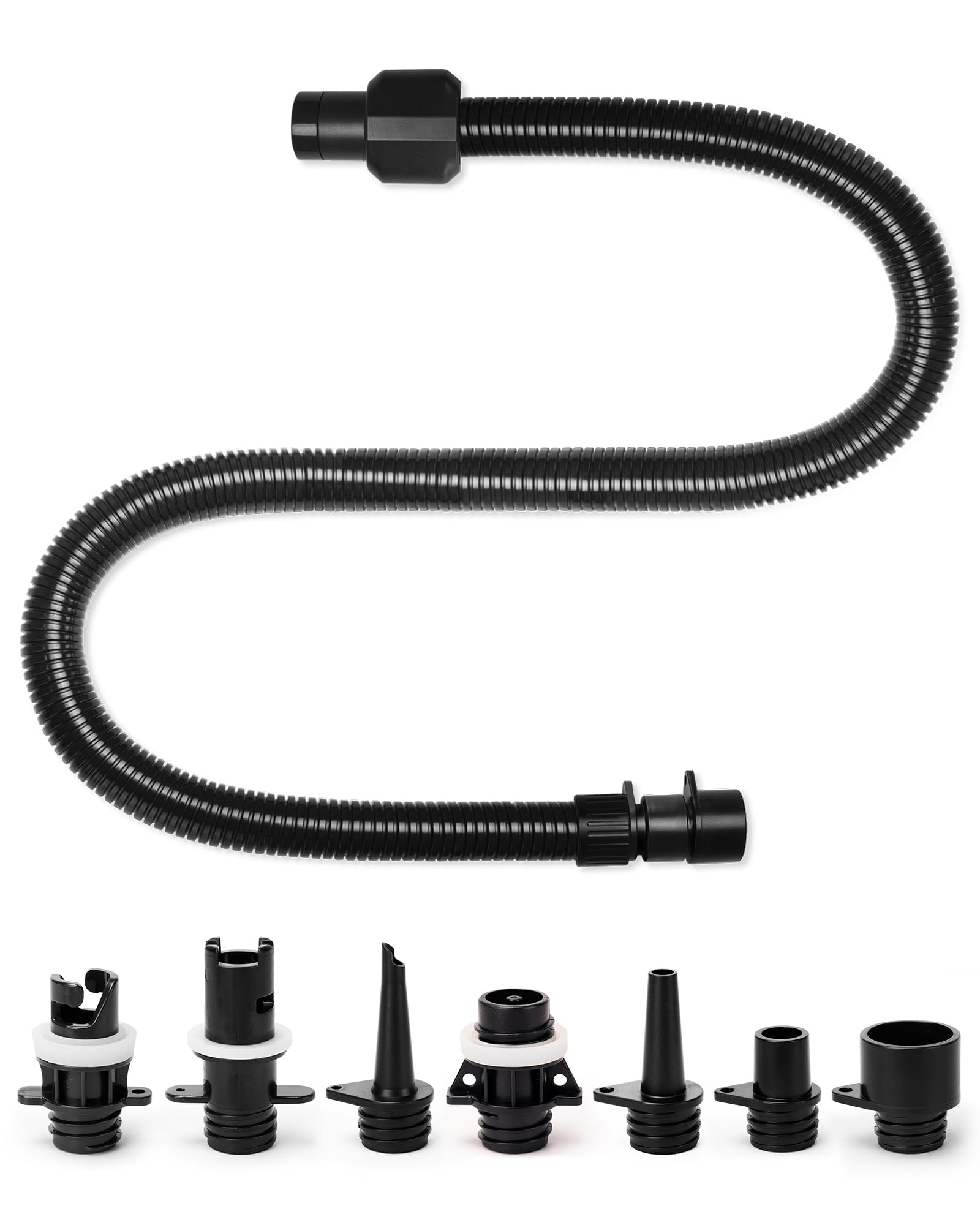 OutdoorMaster Electric SUP Pump Adapter & Air Hose Kit with 7 Nozzles - High Pressure Inflator for Inflatable Paddle Boards, Boats, Tents & Swimming Pools - Perfect for Beach, Lake & Outdoor Water Activities