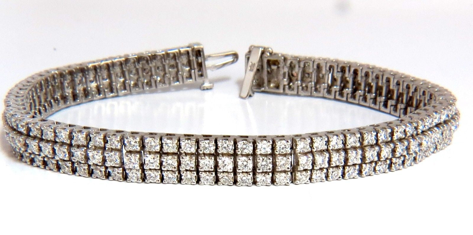 5.50ct Natural Round Brilliant Diamond Tennis Bracelet in 14K White Gold - Elegant Three Row Design for Women, Perfect for Weddings, Anniversaries & Special Occasions